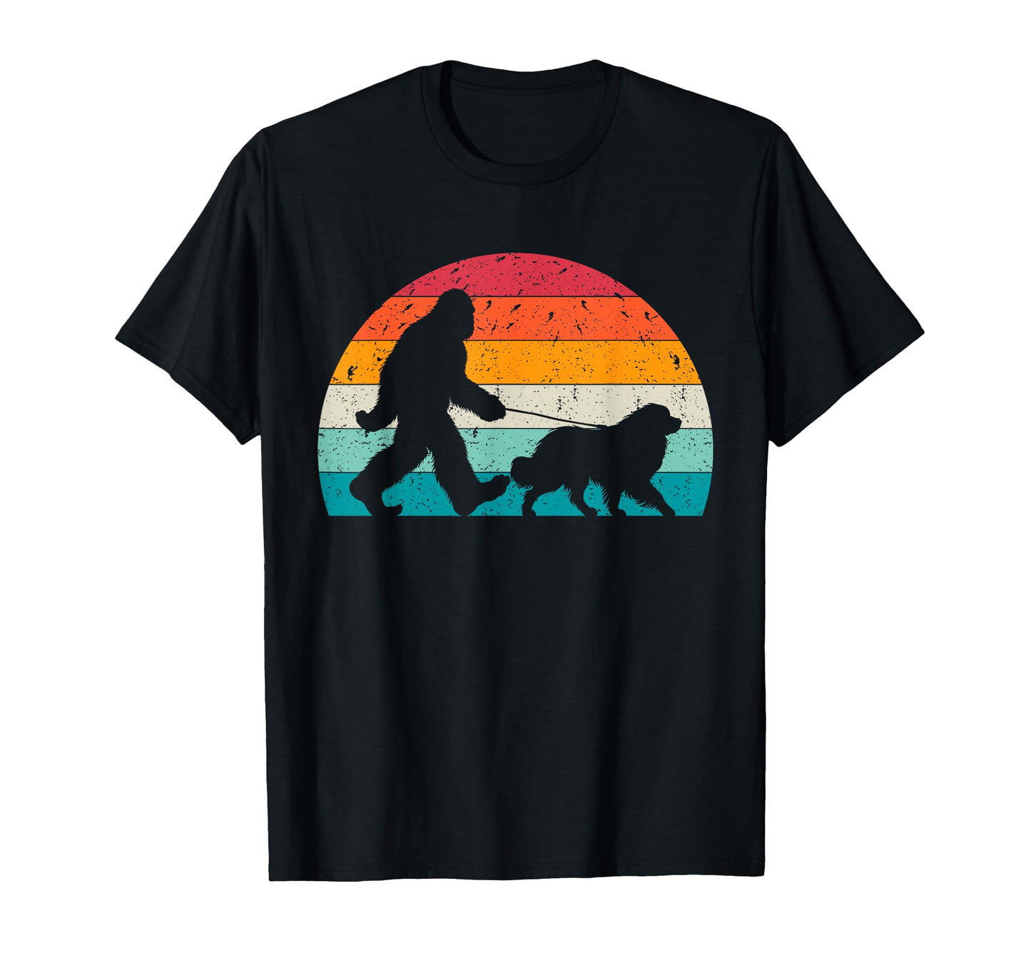 Bigfoot Walking a Dog Funny Great Pyrenees Lovers Dog Dad T-Shirt