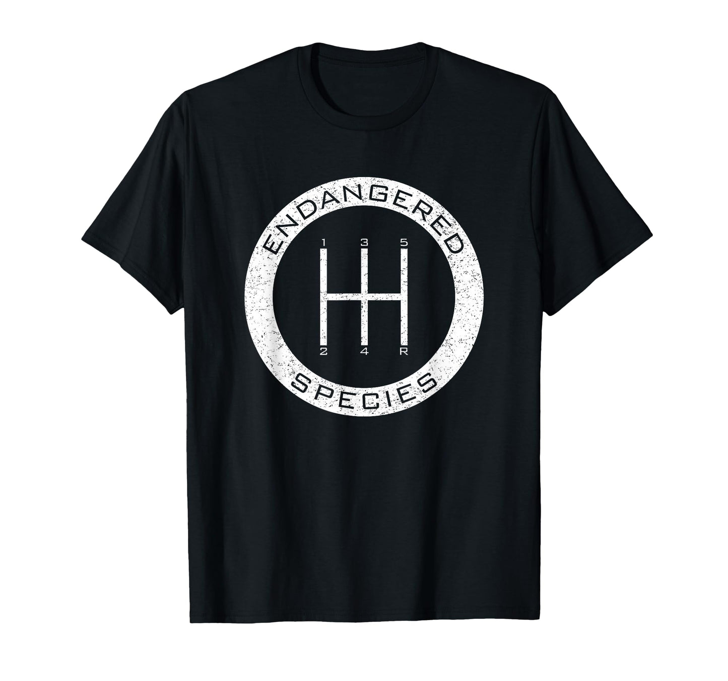 Car Guy Distressed Endangered Species 5 Speed Manual Shifter T-Shirt