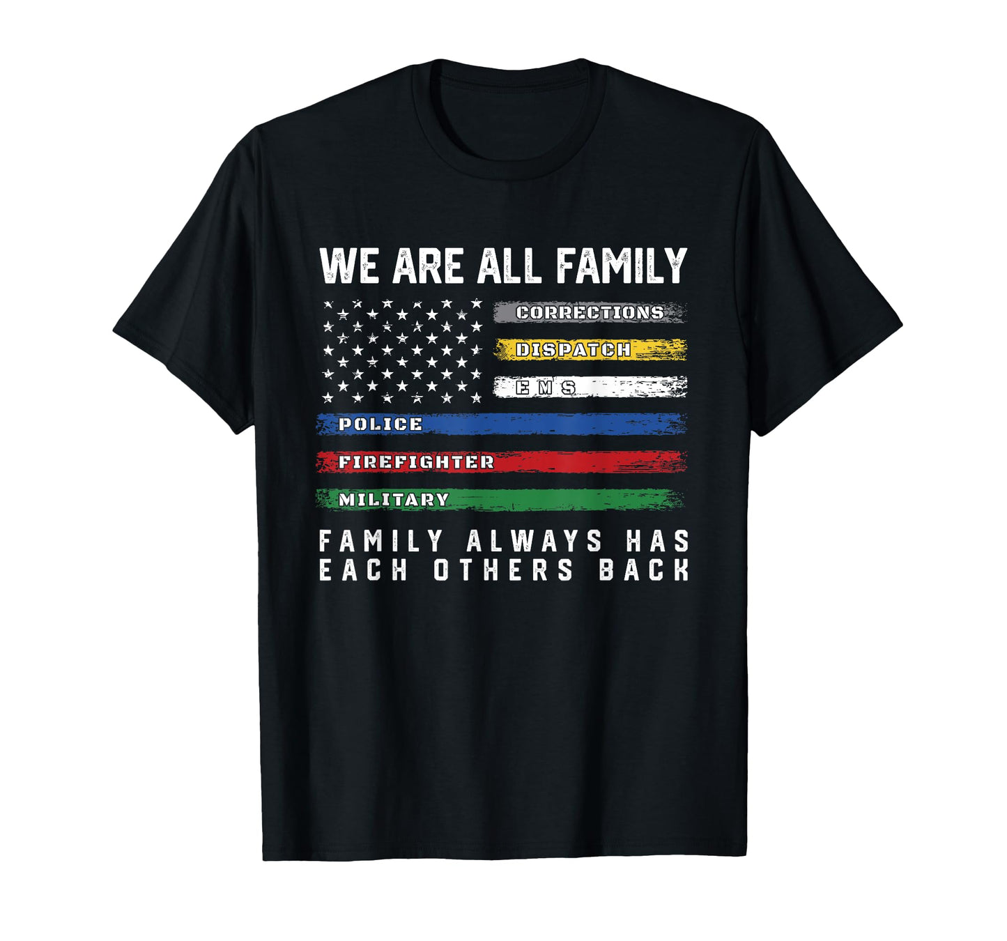 Thin Line Flag USA American Flag Gift - We are All Family T-Shirt