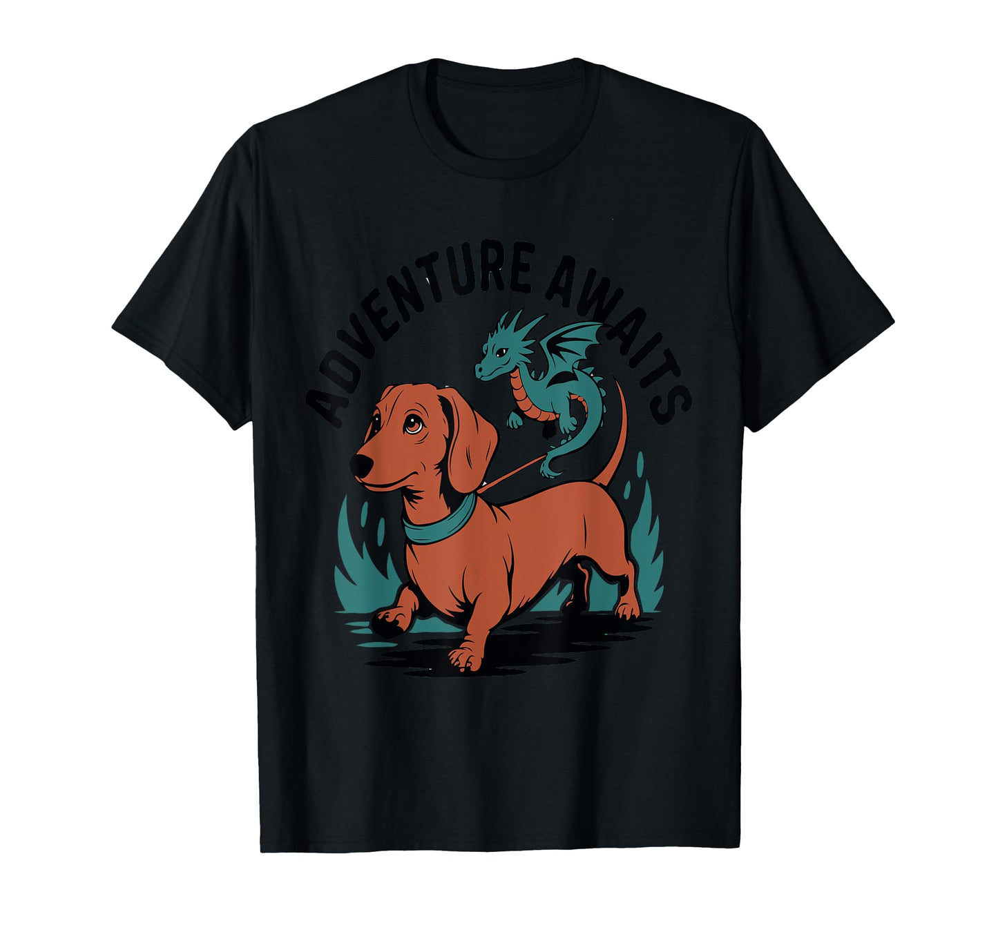 Dachshund and Dragon Silhouette for Dog Lovers Funny Fantasy T-Shirt