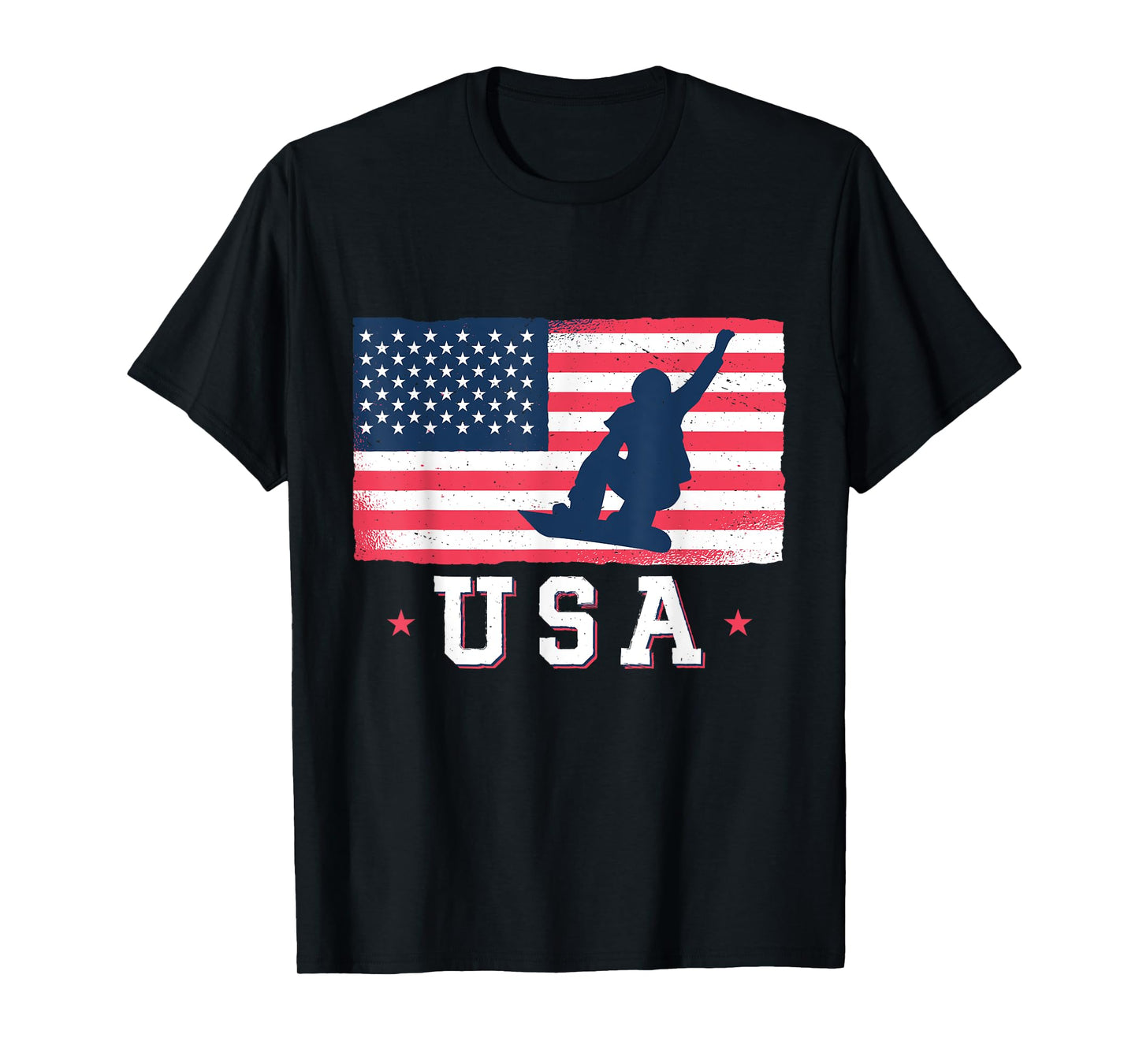 Snowboarding USA American Flag Snowboard Women Kids Men T-Shirt