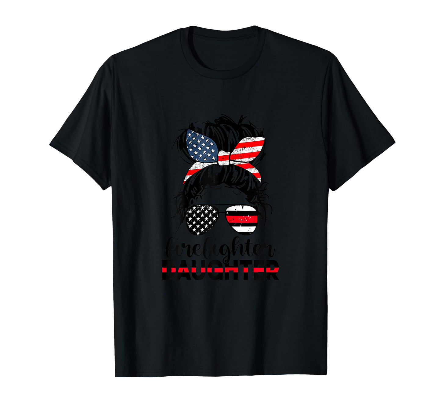 Firefighter Daughter Thin Red Line Messy Bun Classic T-Shirt
