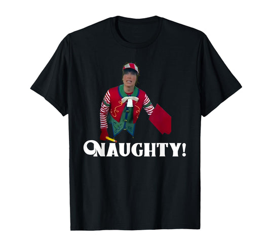 "Tally The Elf NAUGHTY!" Innocent Funny Christmas Holiday T-Shirt
