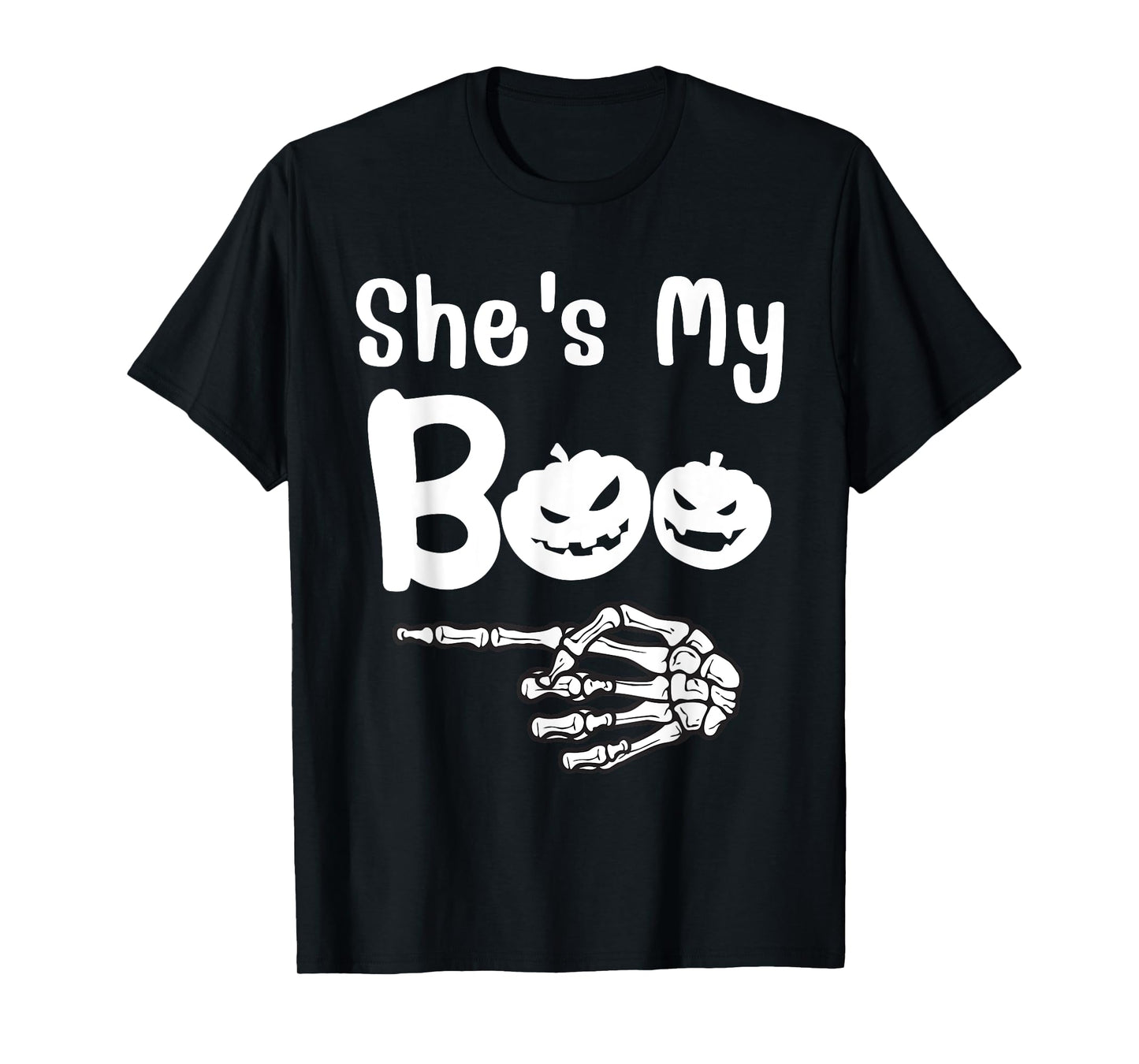 She's My Boo Pumpkin Skull Matching Halloween Pajama Couples T-Shirt