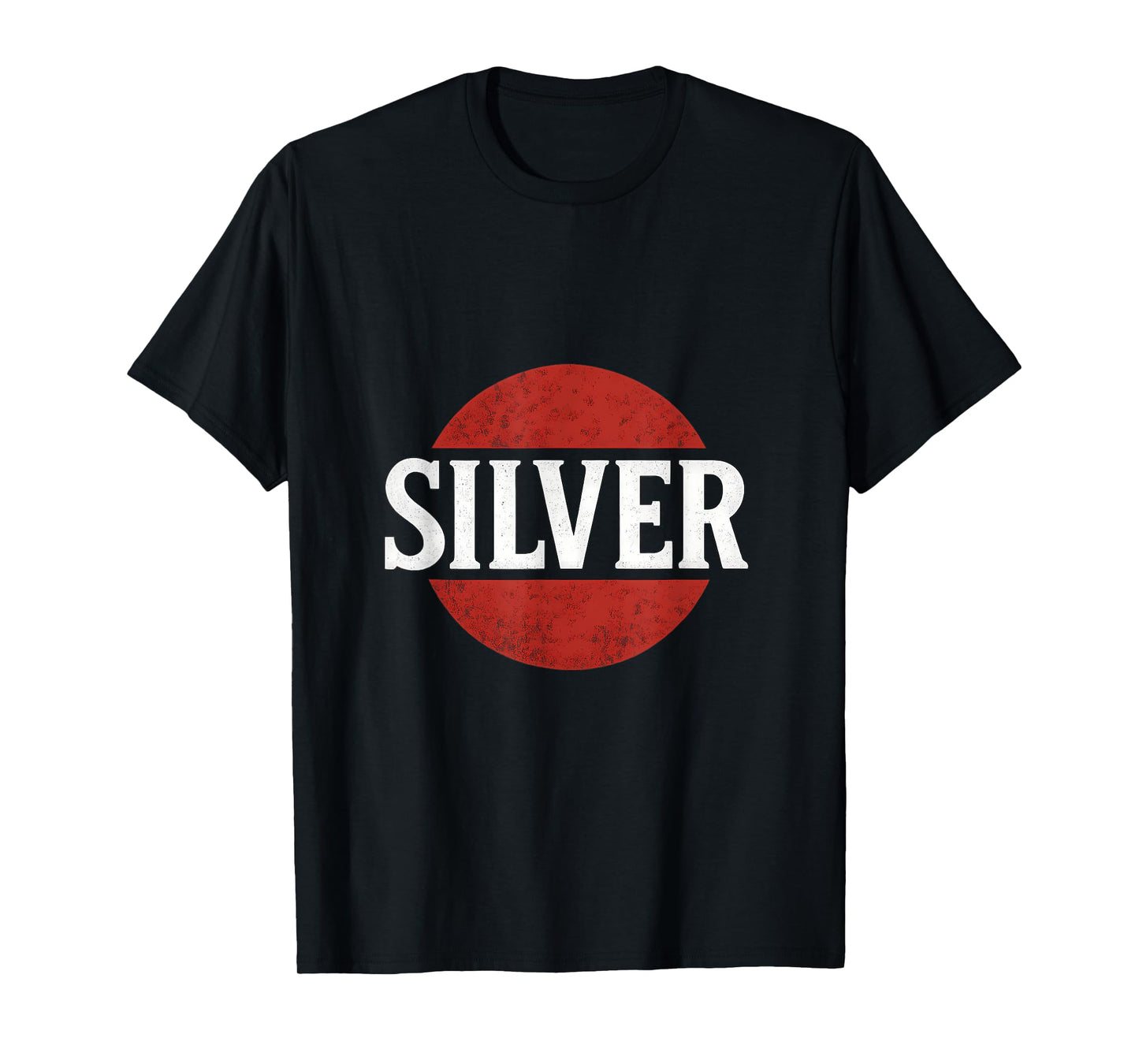 Red Silver White Typography Graphic Design T-Shirt