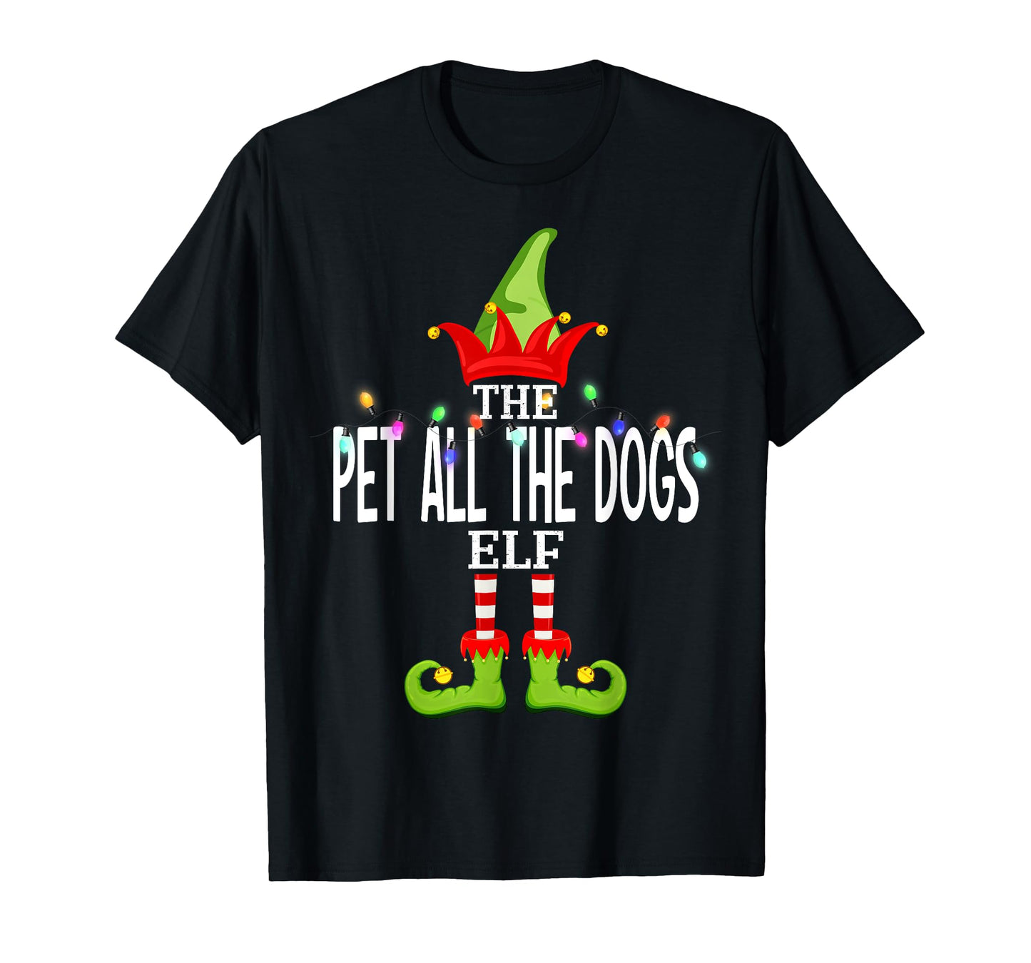 The Pet All The Dogs Elf Christmas Matching Pajamas T-Shirt
