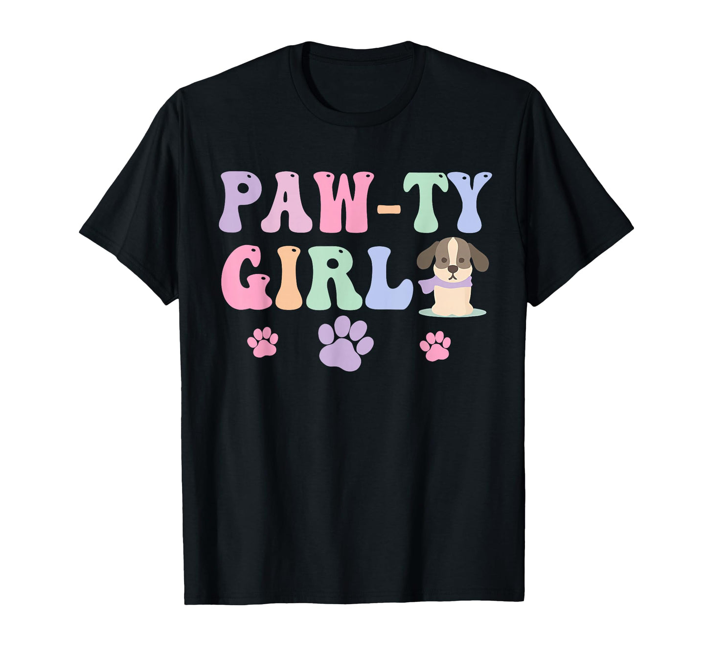 Let's Pawty Girl Birthday Puppy Dog Party Girl Kids Birthday T-Shirt