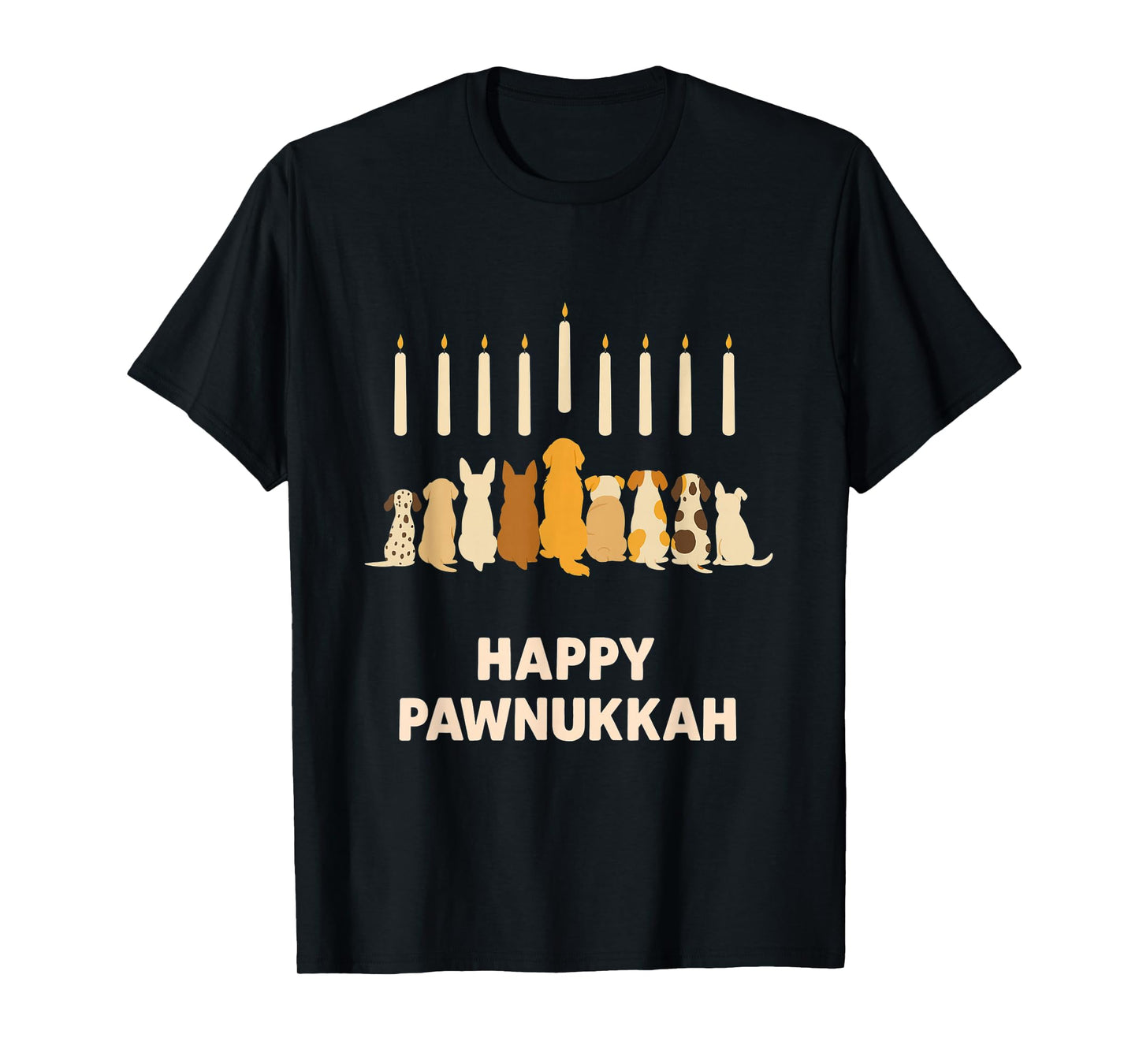 Happy Pawnukkah – Funny Jewish Hanukkah Dog Menorah Design T-Shirt