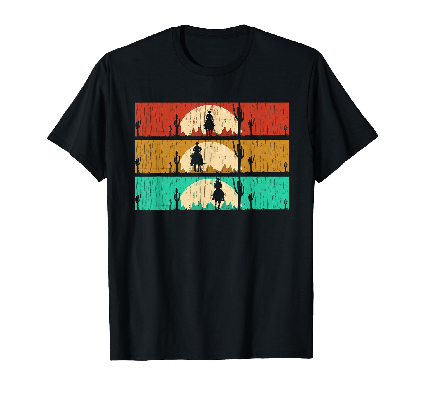 Retro Texas Rodeo Western Horseback Riding Line Dance Cowboy T-Shirt