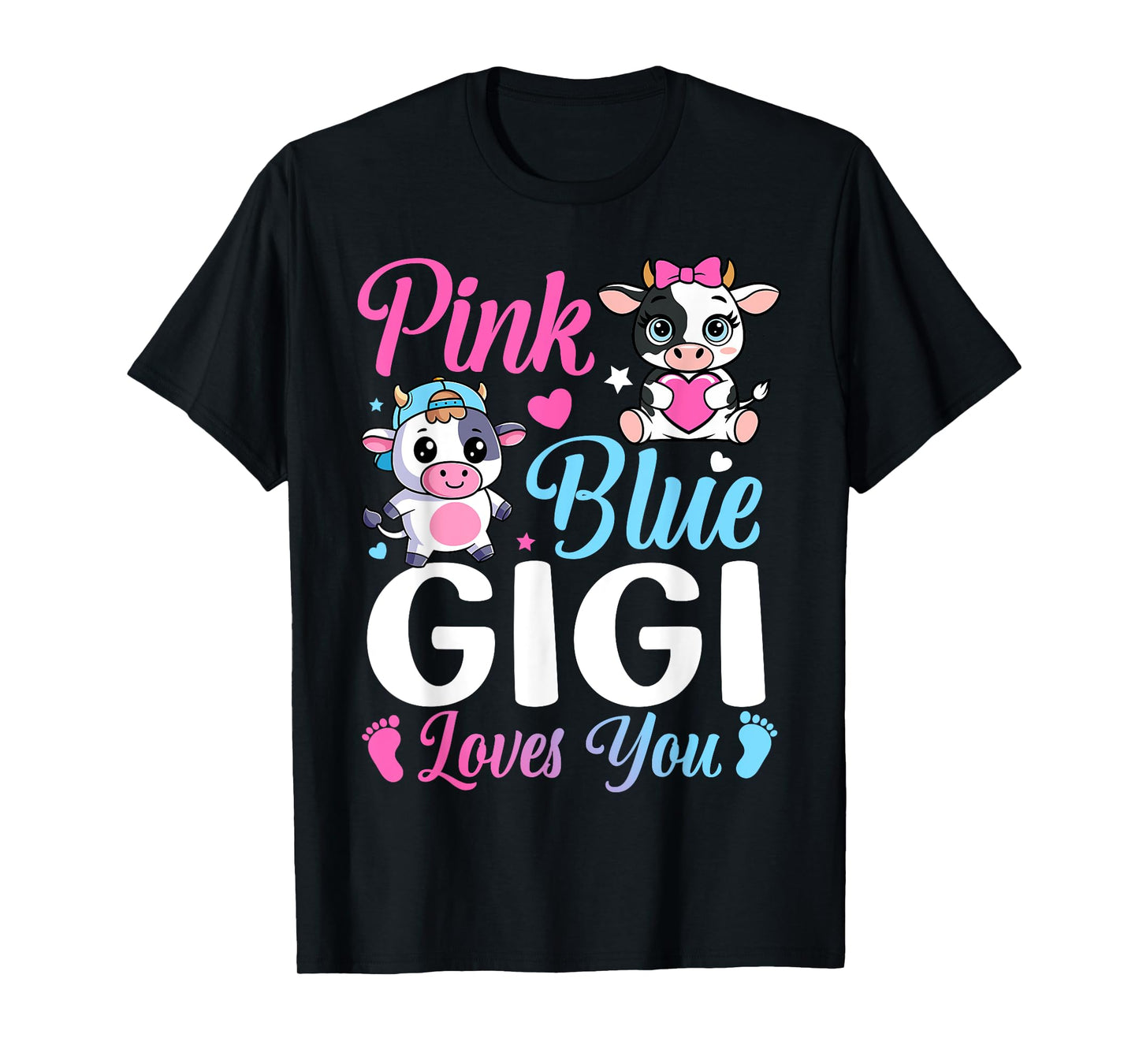 Pink Or Blue Gigi Loves You Cow Gender Reveal Family T-Shirt