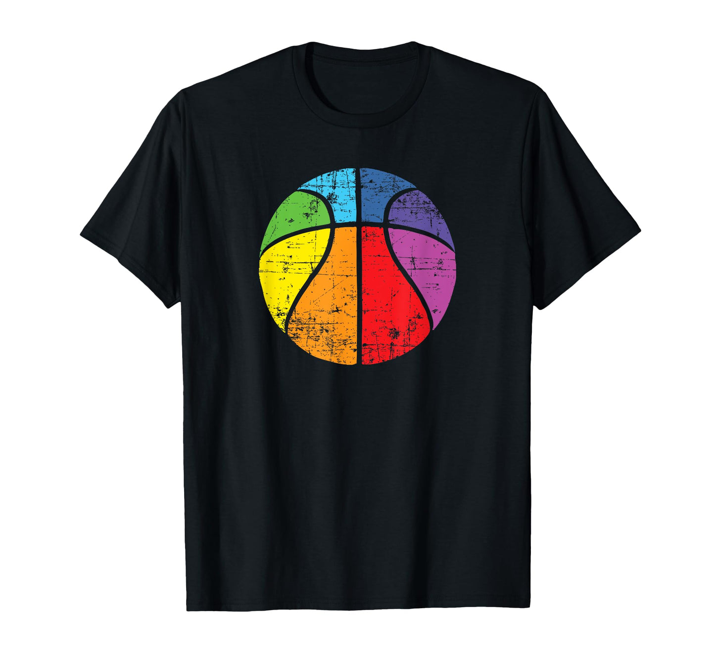 Rainbow Basketball Vintage Distressed Logo T-Shirt