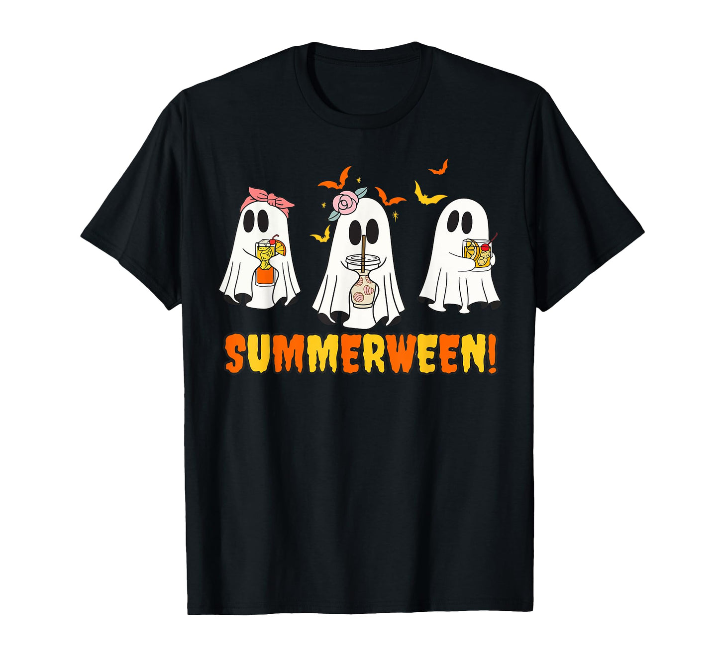 Summerween Skeleton Ghost Beach Party Halloween Vibes T-Shirt