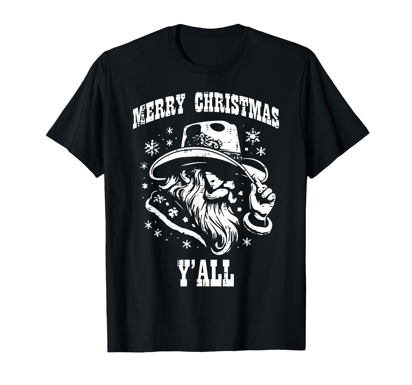 Merry Christmas Yall Santa Cowboy Xmas Country Men Women Kid T-Shirt