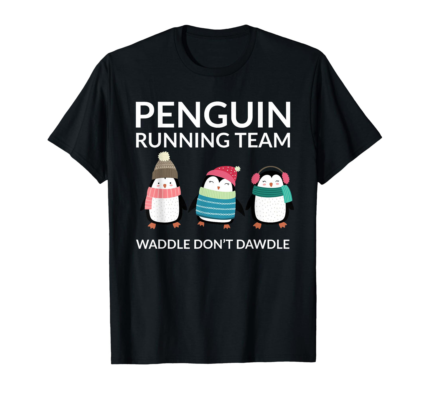 Penguin Running T-Shirt Funny Team Group Waddle Gift T-Shirt