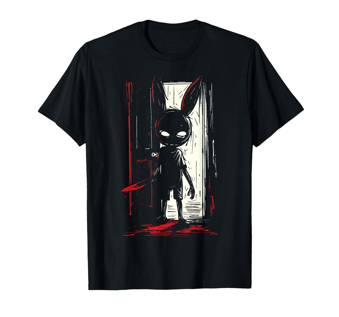 Horror Evil Bunny Rabbit Slasher Creepy Door Alt Goth T-Shirt