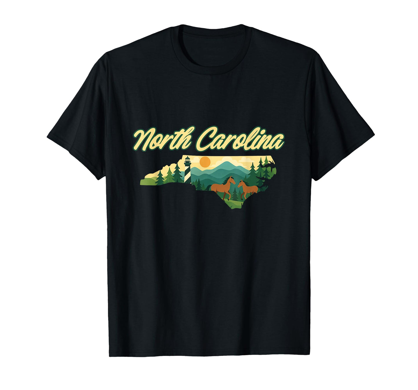 North Carolina State Map with Outdoor Nature Landscape NC T-Shirt