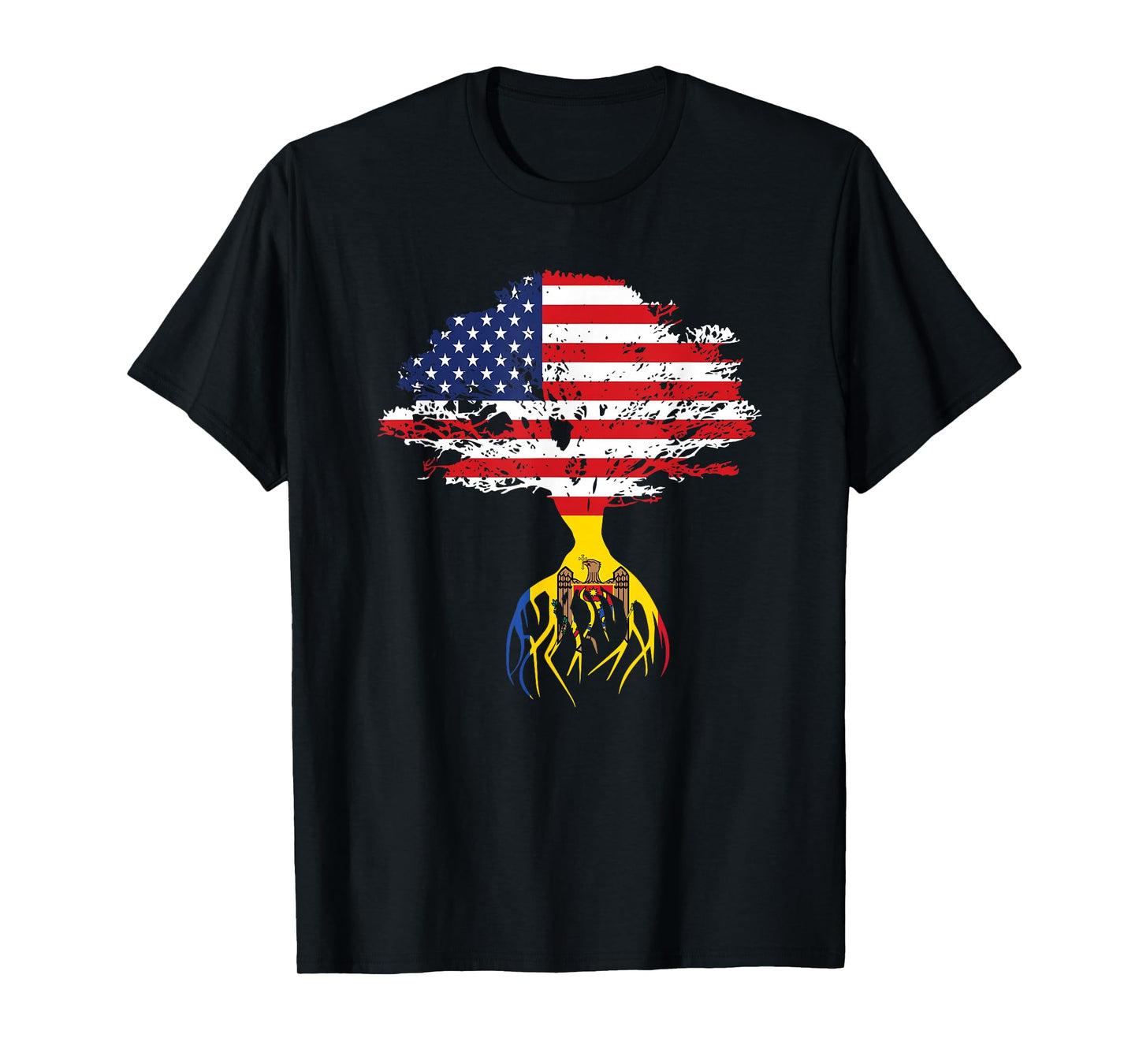 Moldovan Roots American Flag Moldova Gifts T-Shirt
