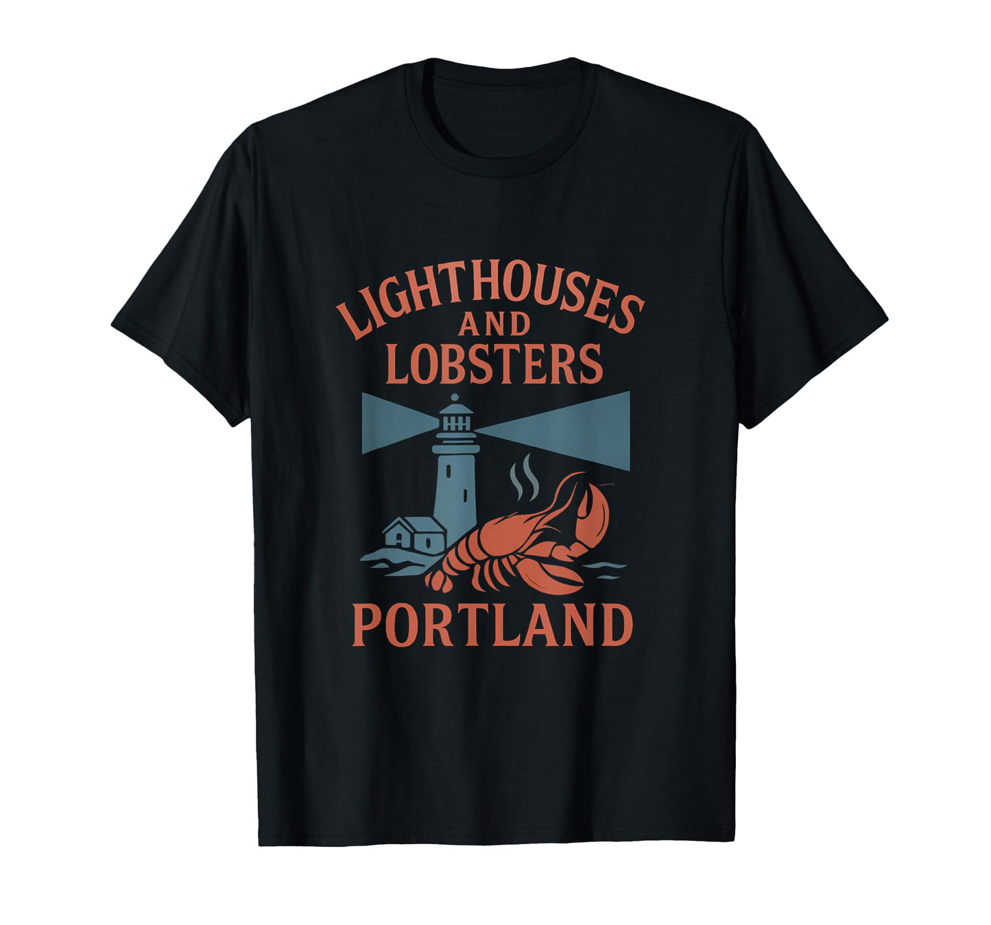 Portland ME Lighthouses and Lobsters Vintage Design T-Shirt
