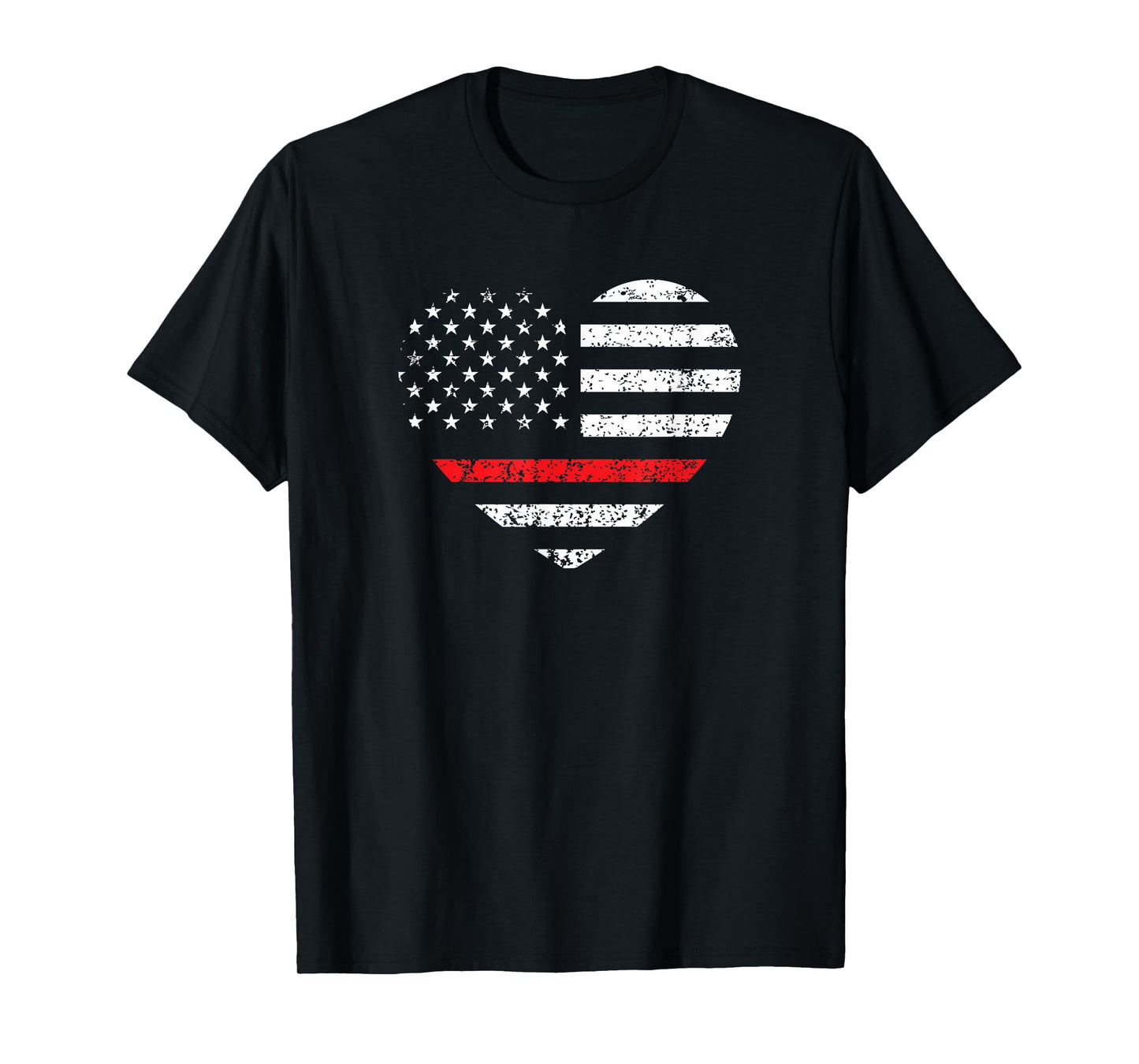 Firefighter Fireman Support - Thin Red Line Heart T-Shirt