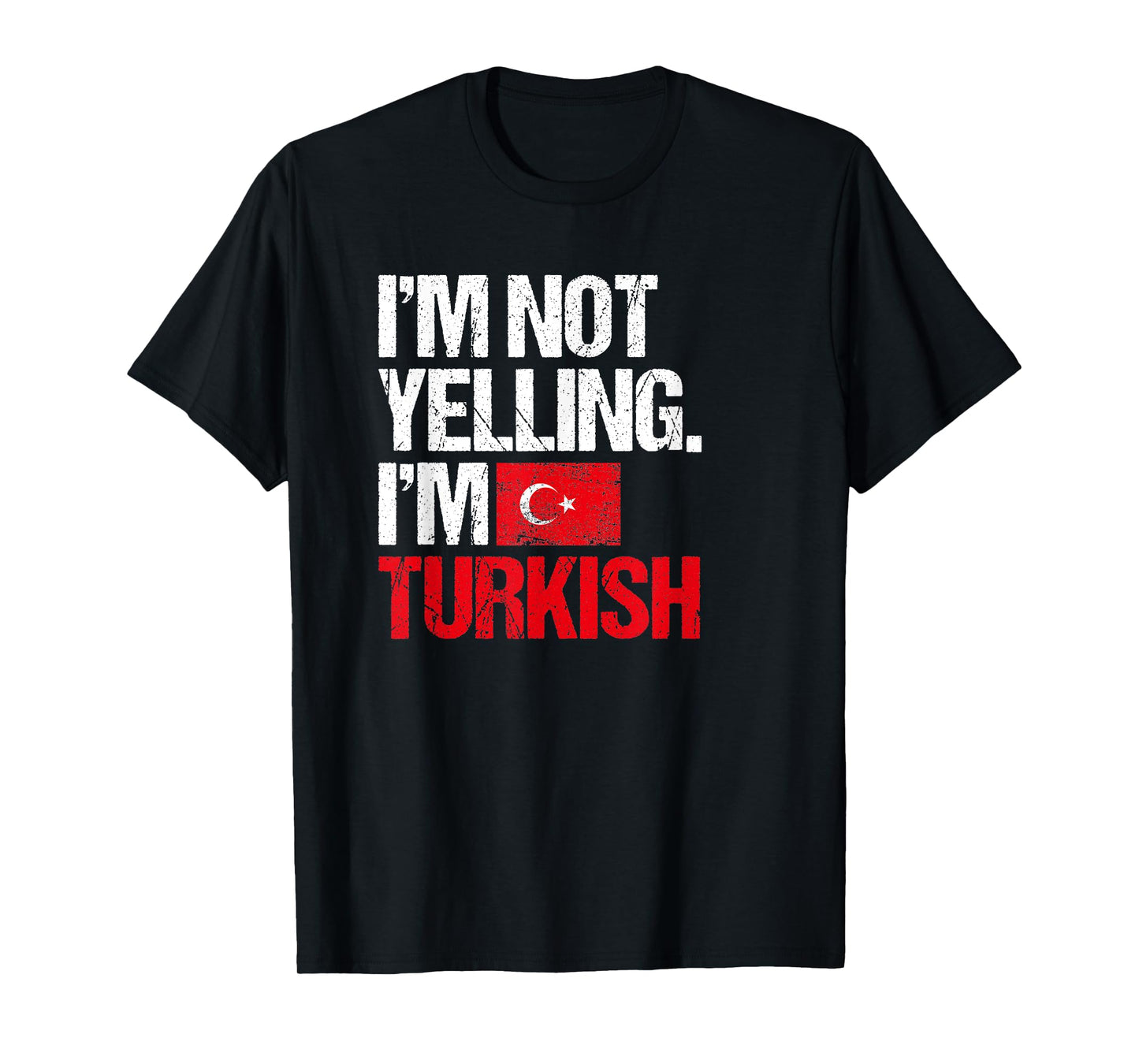 Retro Turkey Apparel Unisex-Adults Black Small Classic Fit Short Sleeve T-Shirt I'm Not Yelling Im Turkish T-Shirt