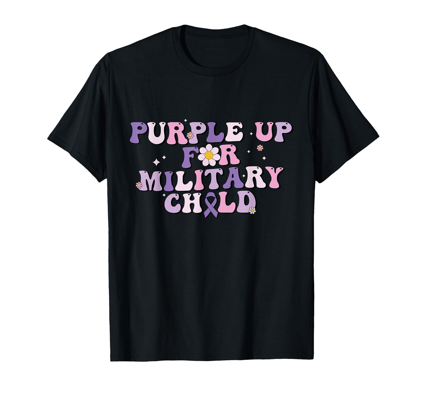 Purple up for military kids Groovy Military child Month T-Shirt