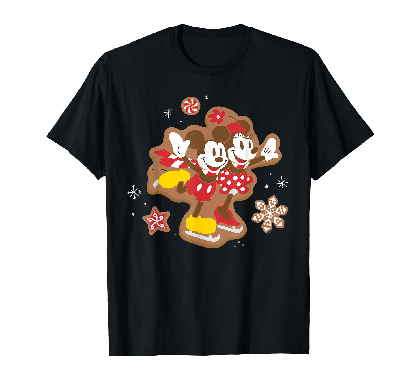 Disney Mickey & Minnie Ice Skating Gingerbread Holiday T-Shirt