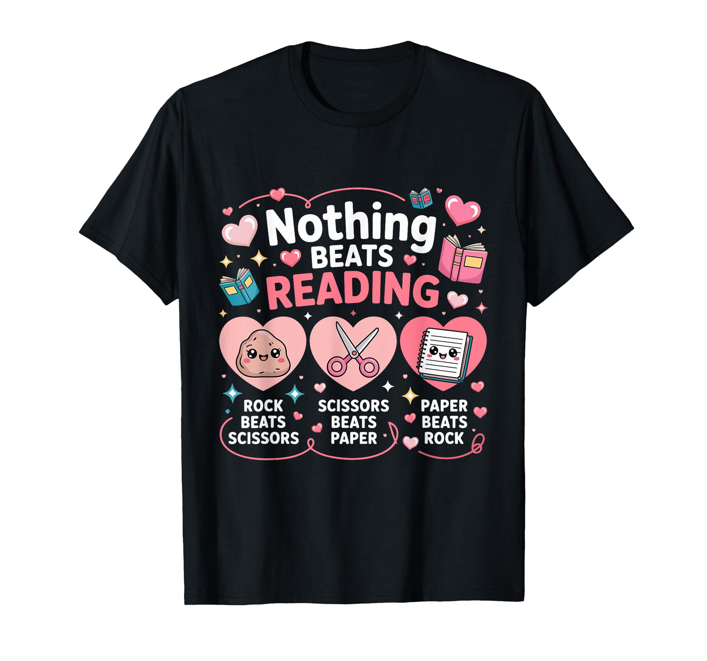 Nothing Beats Reading Rock Paper Scissors Funny Book Lover T-Shirt