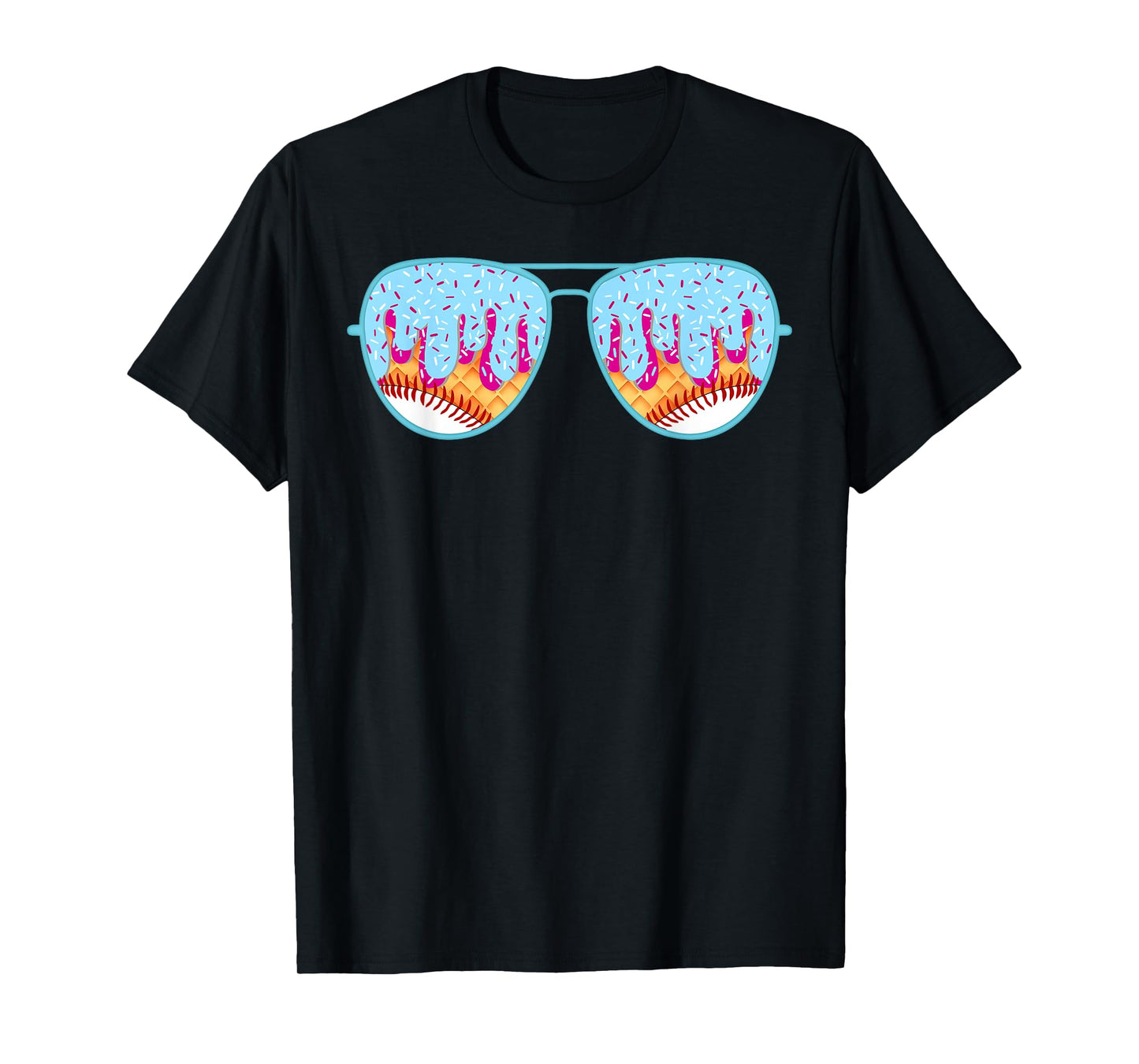 Baseball Sunglasses Ice Cream Drip With Sprinkles T-Shirt