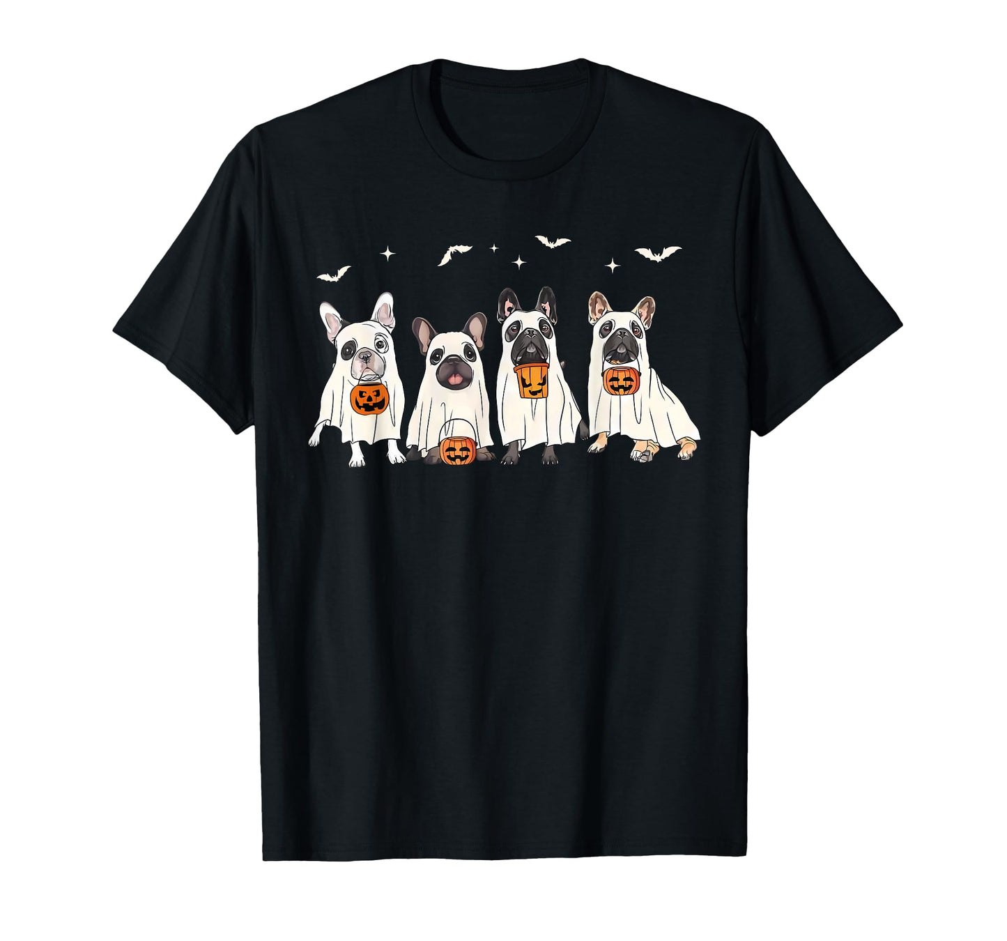 Funny French Bulldog Dressed As Ghost Boo Sheet Halloween T-Shirt