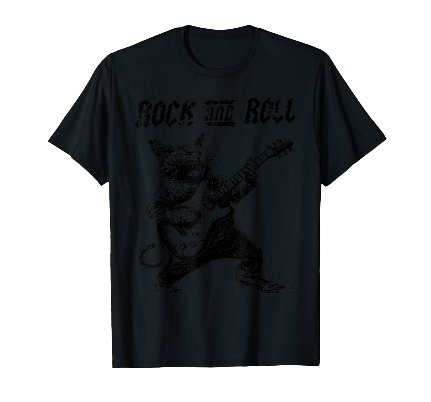 Rock and Roll Guitar Cat Vintage ROCK Guitarist Cat Men Women Girls Kids T-Shirt