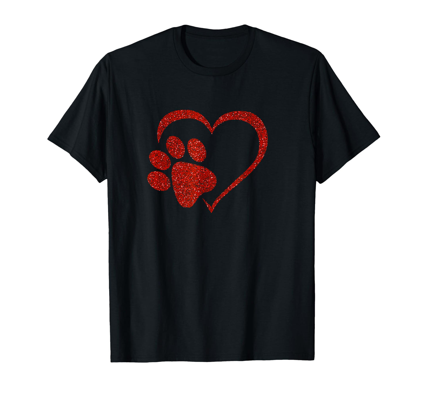 Dog Paw Print with red Heart for Valentine Day and Dog Lover T-Shirt