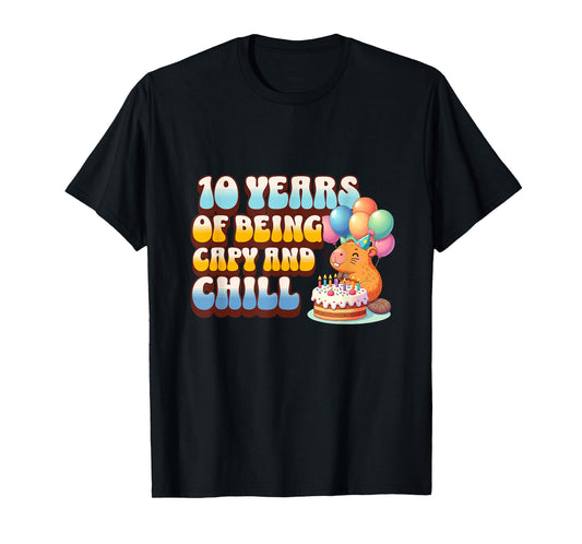 10 Years Capy Bday Capybara 10th Birthday Party Kids T-Shirt