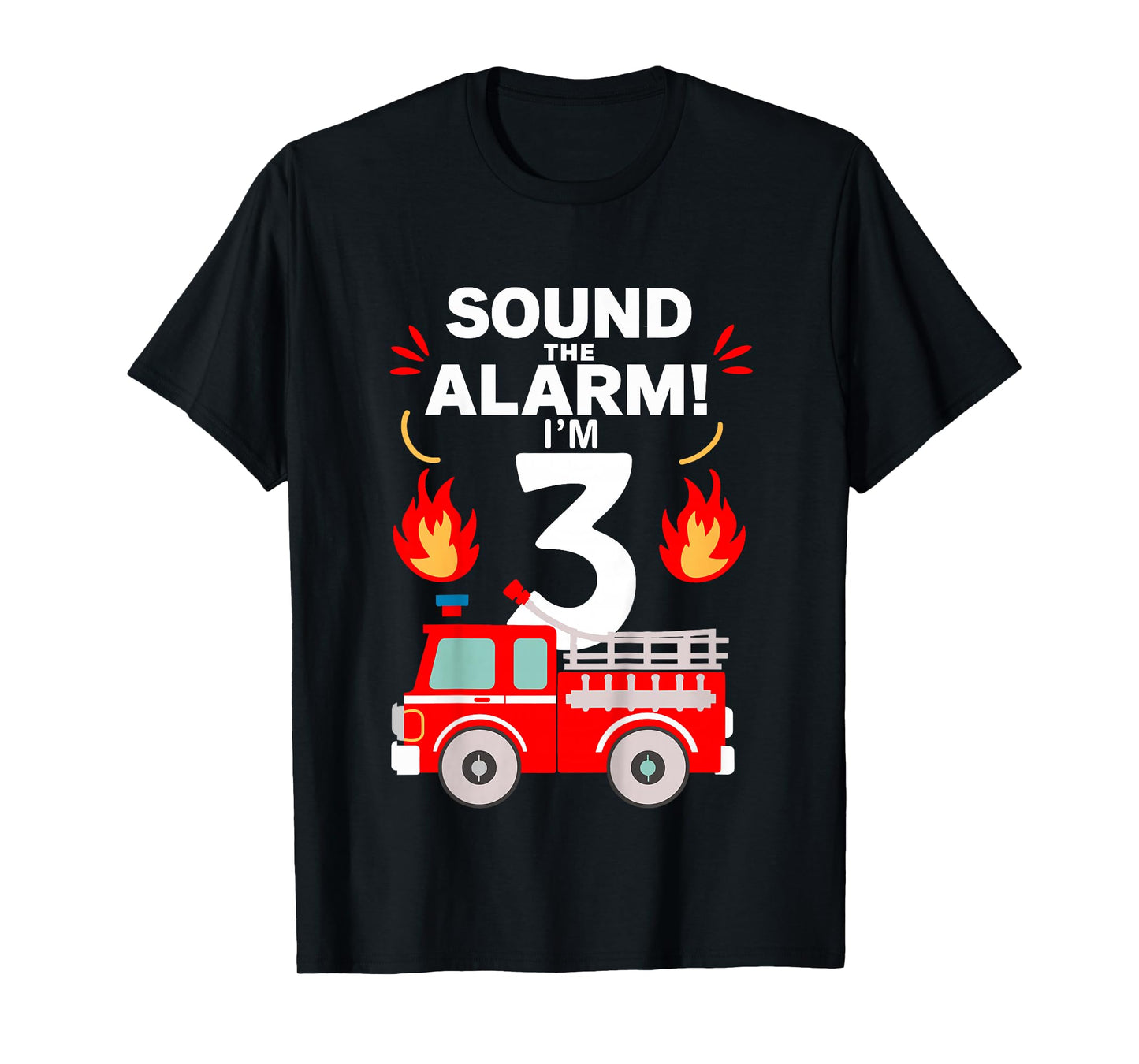 Kids 3rd Birthday Fire Truck 3 Year Old Birthday Boy Firefighter T-Shirt