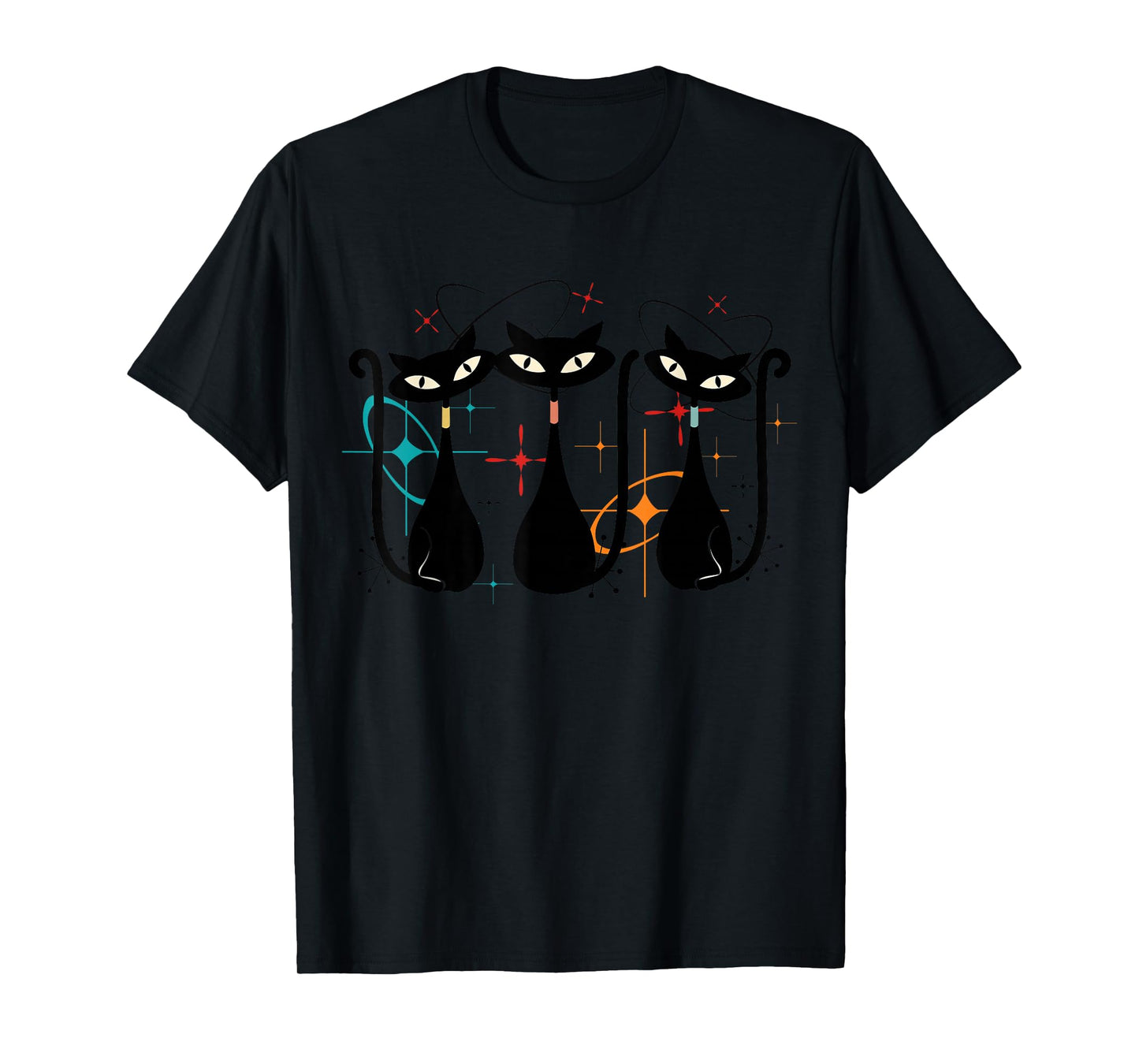 Three Cats Midcentury Mid Century Retro Atomic Age Space T-Shirt