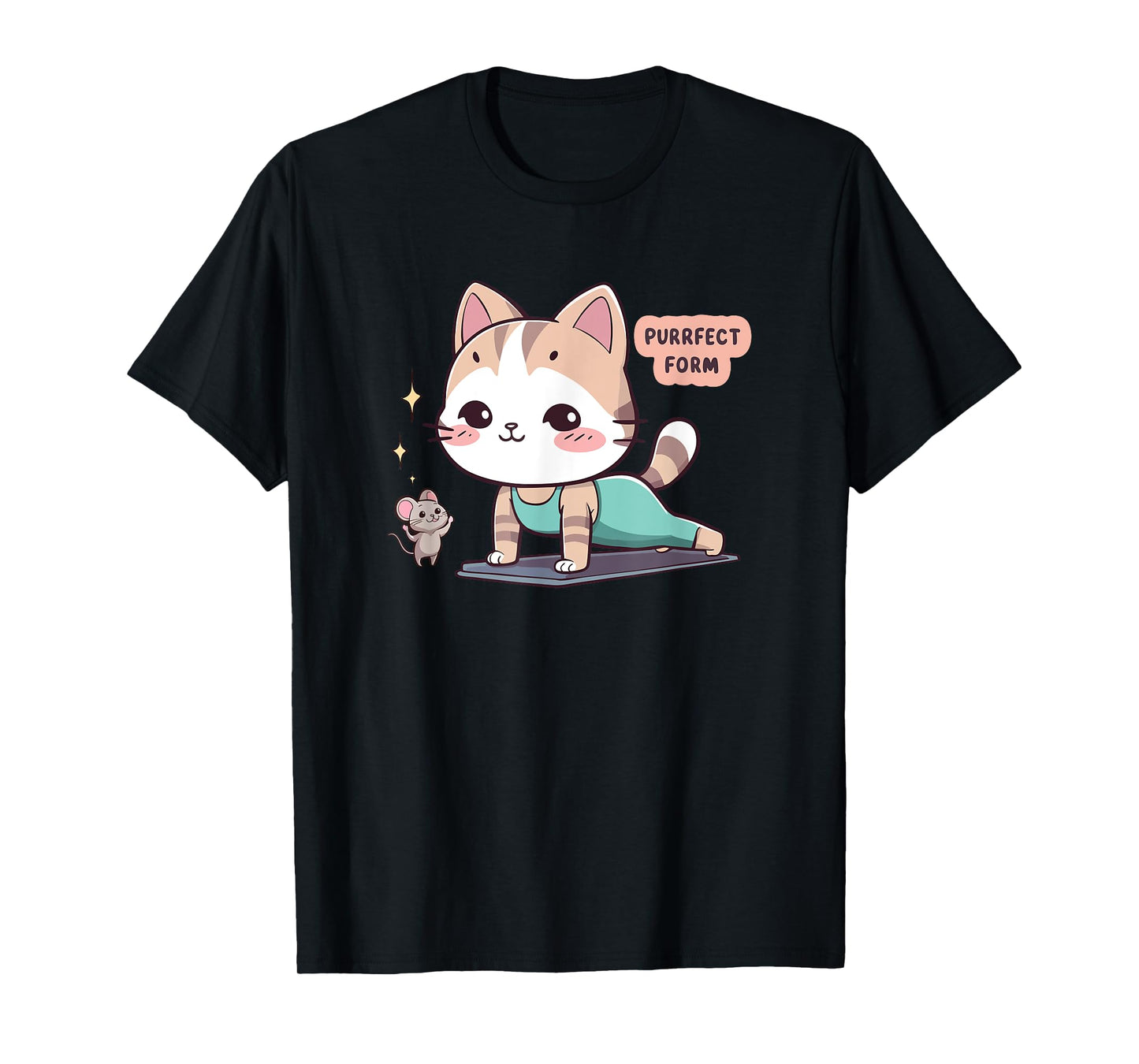 Purrfect Form Cute Cat Gym Workout Kawaii Women Teens Girls T-Shirt