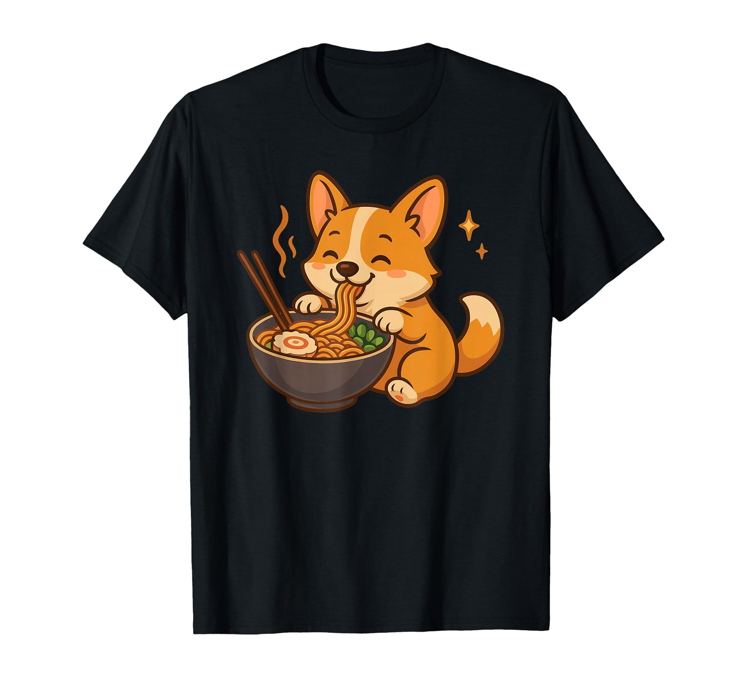 Corgi with Noodles Ramen Kawaii Dog T-Shirt