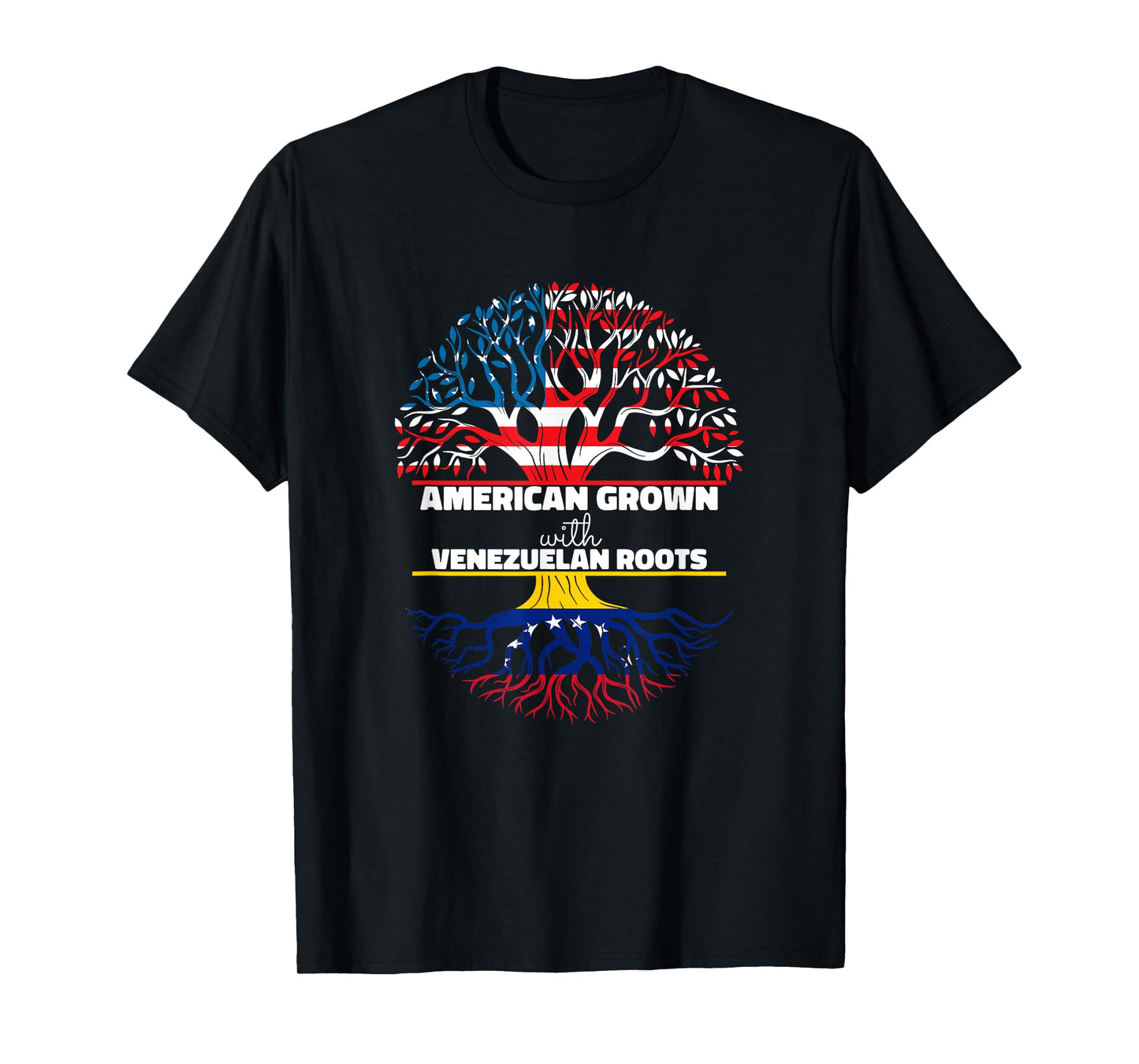 American Grown With Venezuelan Roots Half Usa Venezuela Flag T-Shirt