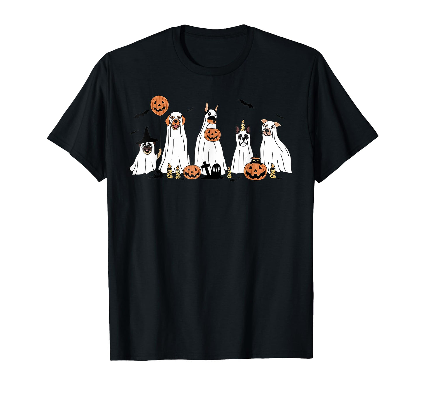 Cute Halloween Dogs Dressed As Ghosts Pumpkins for Women T-Shirt