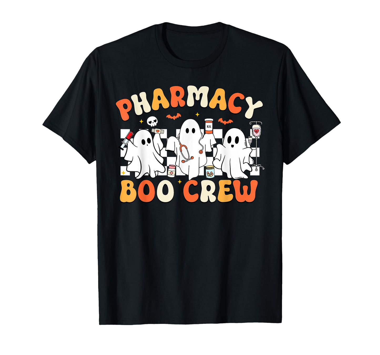 Retro Pharmacy Boo Crew Ghost Pharmacist Tech Halloween T-Shirt