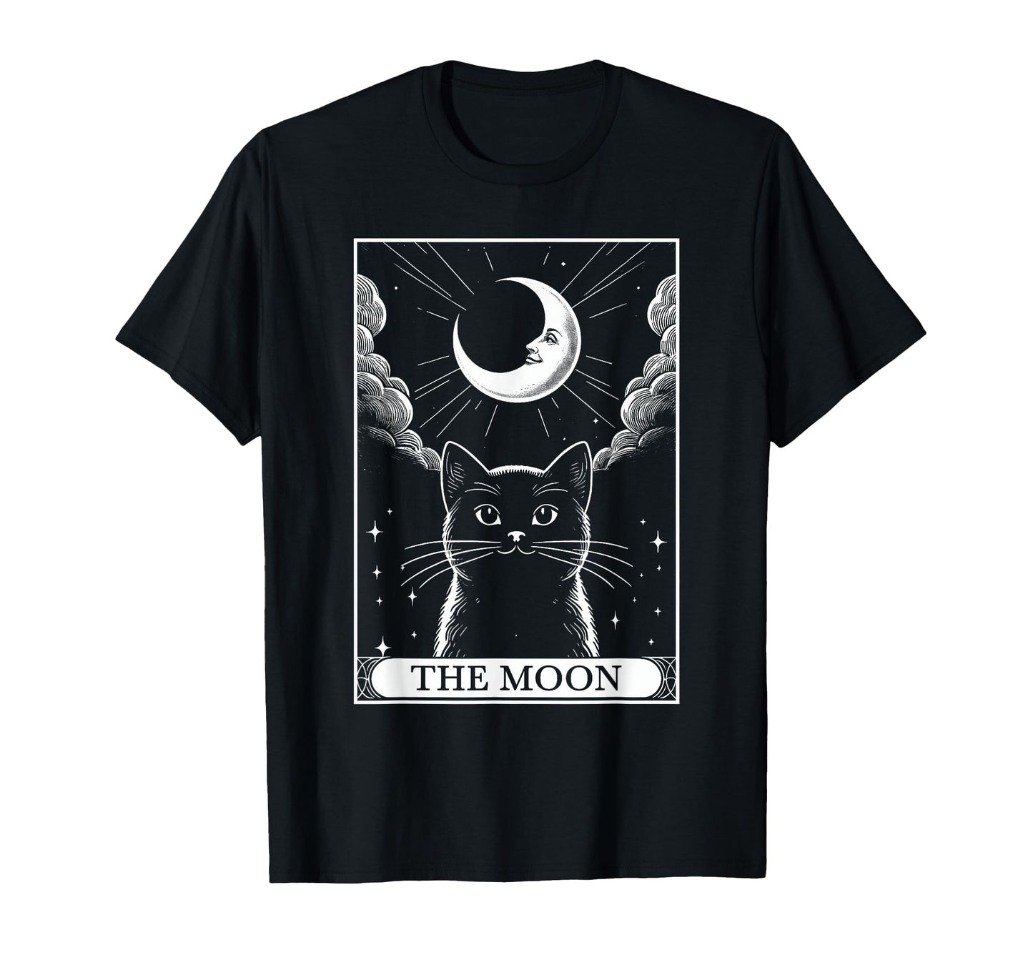 Tarot Card Vintage Crescent Moon Black Cat Mom Cat Lovers Men Women Kids T-Shirt