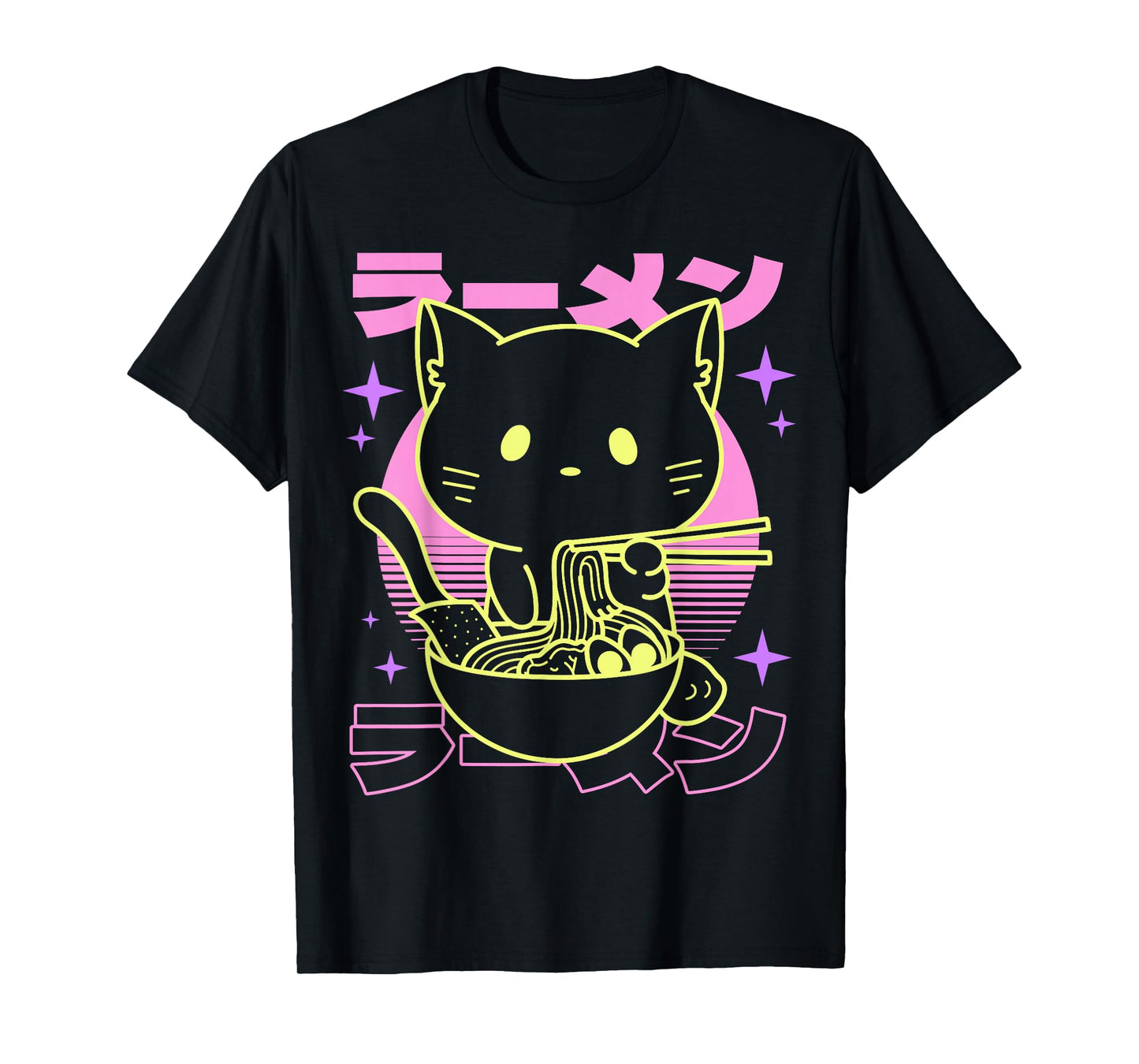 Anime Ramen Cat Japanese Retro Noodles Aesthetic Kawaii Cat T-Shirt