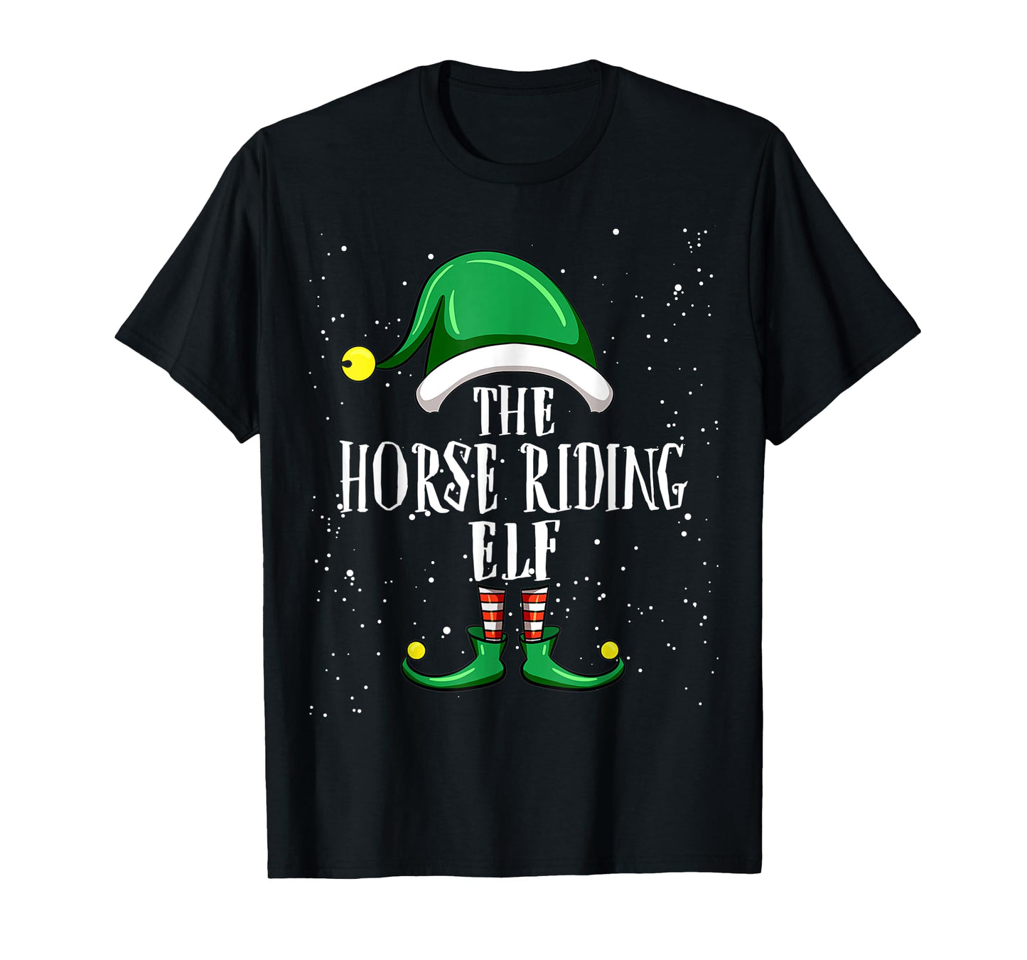 Horse Riding Elf Group Matching Family Christmas Funny T-Shirt