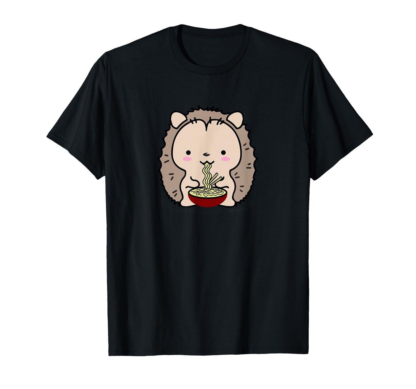 Hedgehog Eating Ramen Noodle Soup Cute Tee Shirt T-Shirt