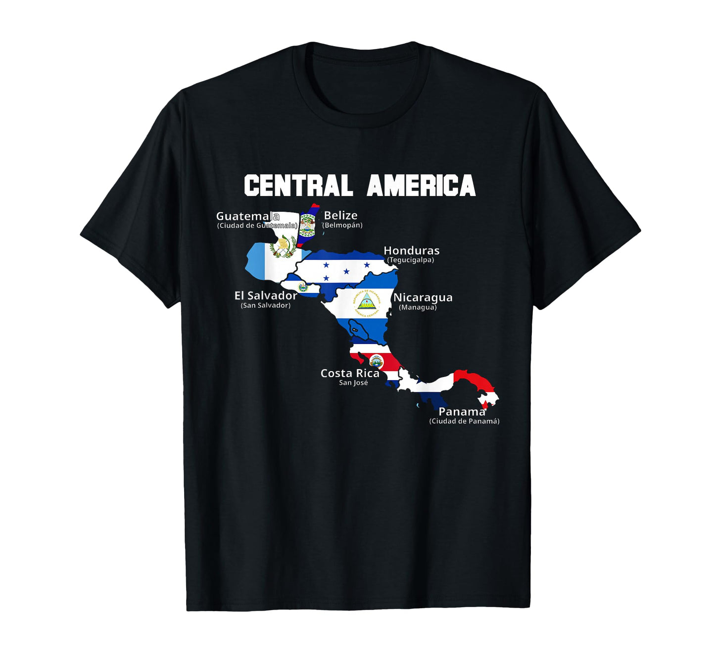 Central American Map, flags of Central America, Mesoamerica T-Shirt