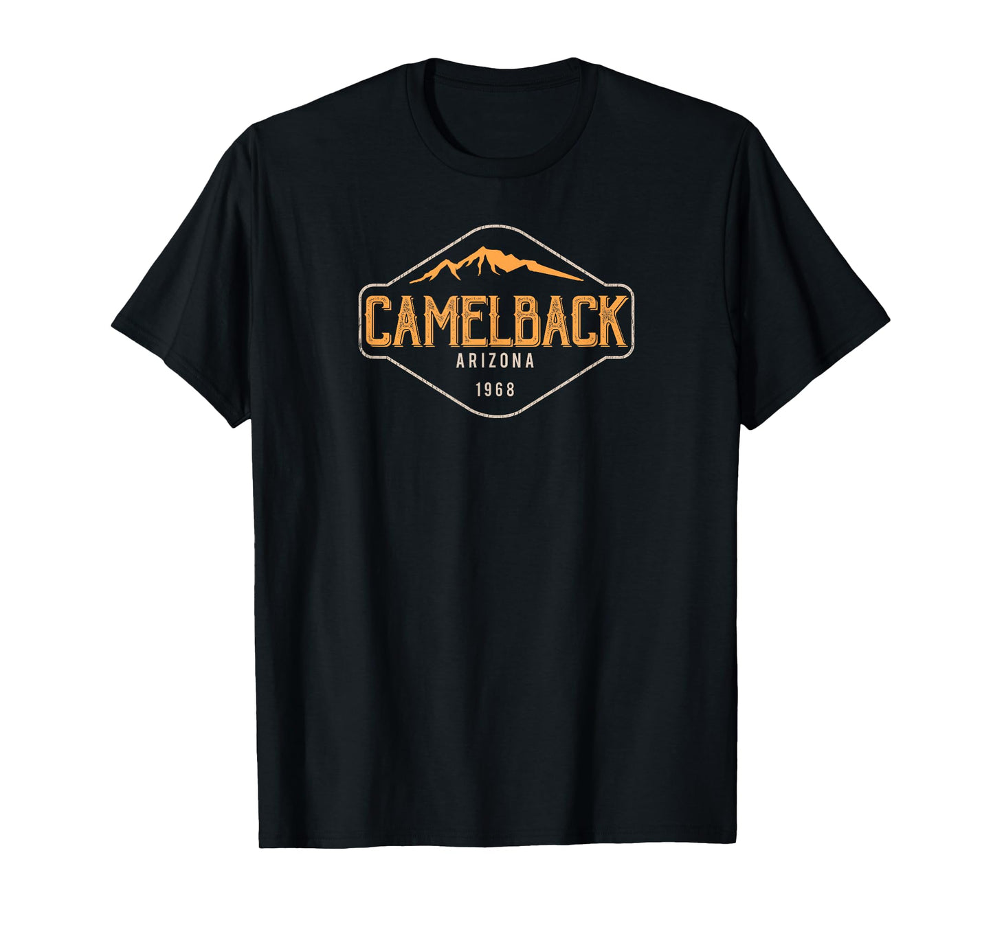 You Taag Camelback Mountain Arizona Hiking T-Shirt - Black, Crew Neck, Short Sleeve, Modern, Letter Print, Unisex-Adults, Small