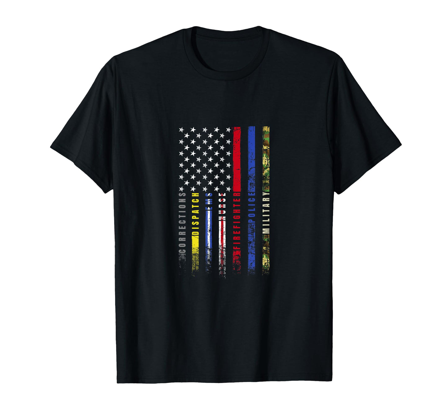 First Responders Hero Flag Nurse EMS Police Fire Military T-Shirt