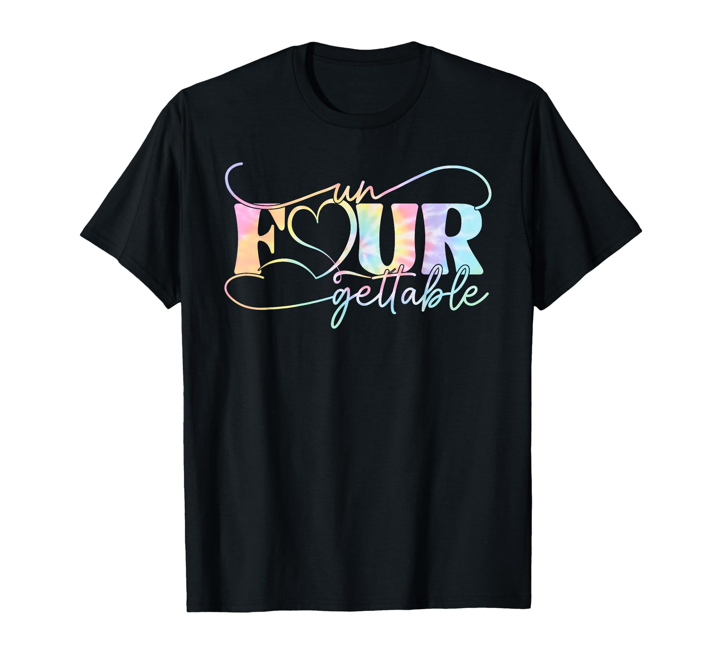 Un Four Gettable Heart Tie Dye 4th Birthday Girls Boys Kids T-Shirt