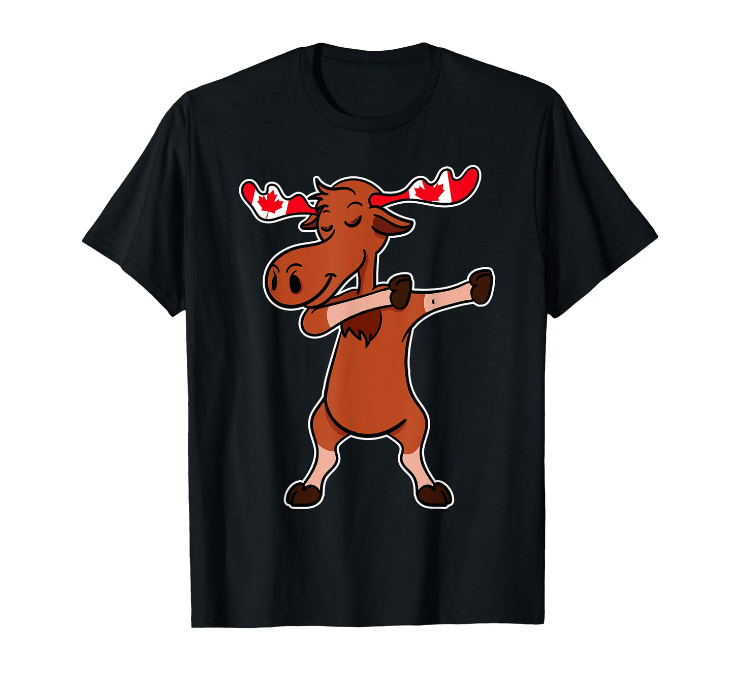 Dabbing Moose Shirt Dancing Canada Elk Canadian Flag Gift T-Shirt