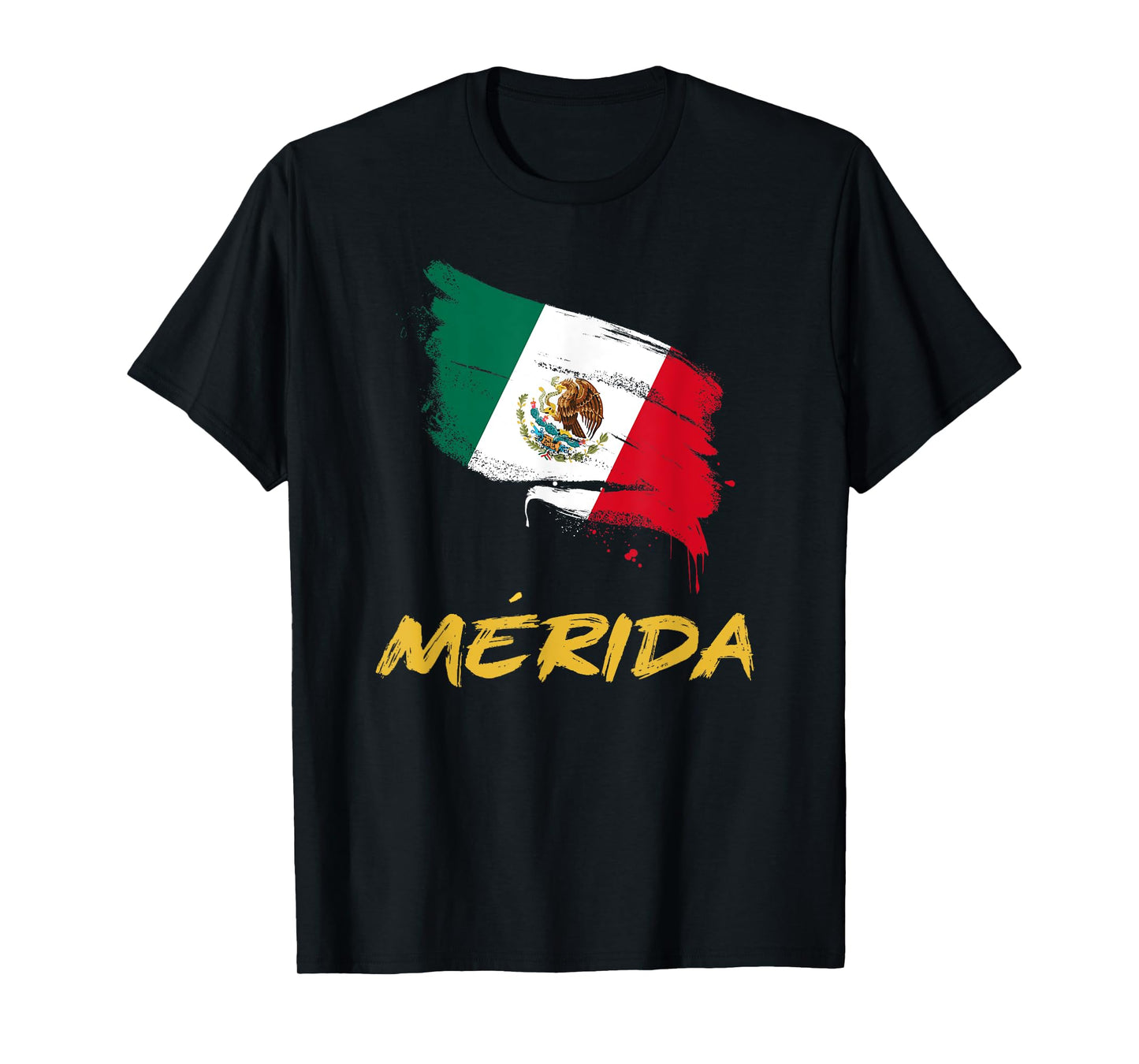 Merida Mexico MX Mexican Heritage Flag Paint Stroke T-Shirt