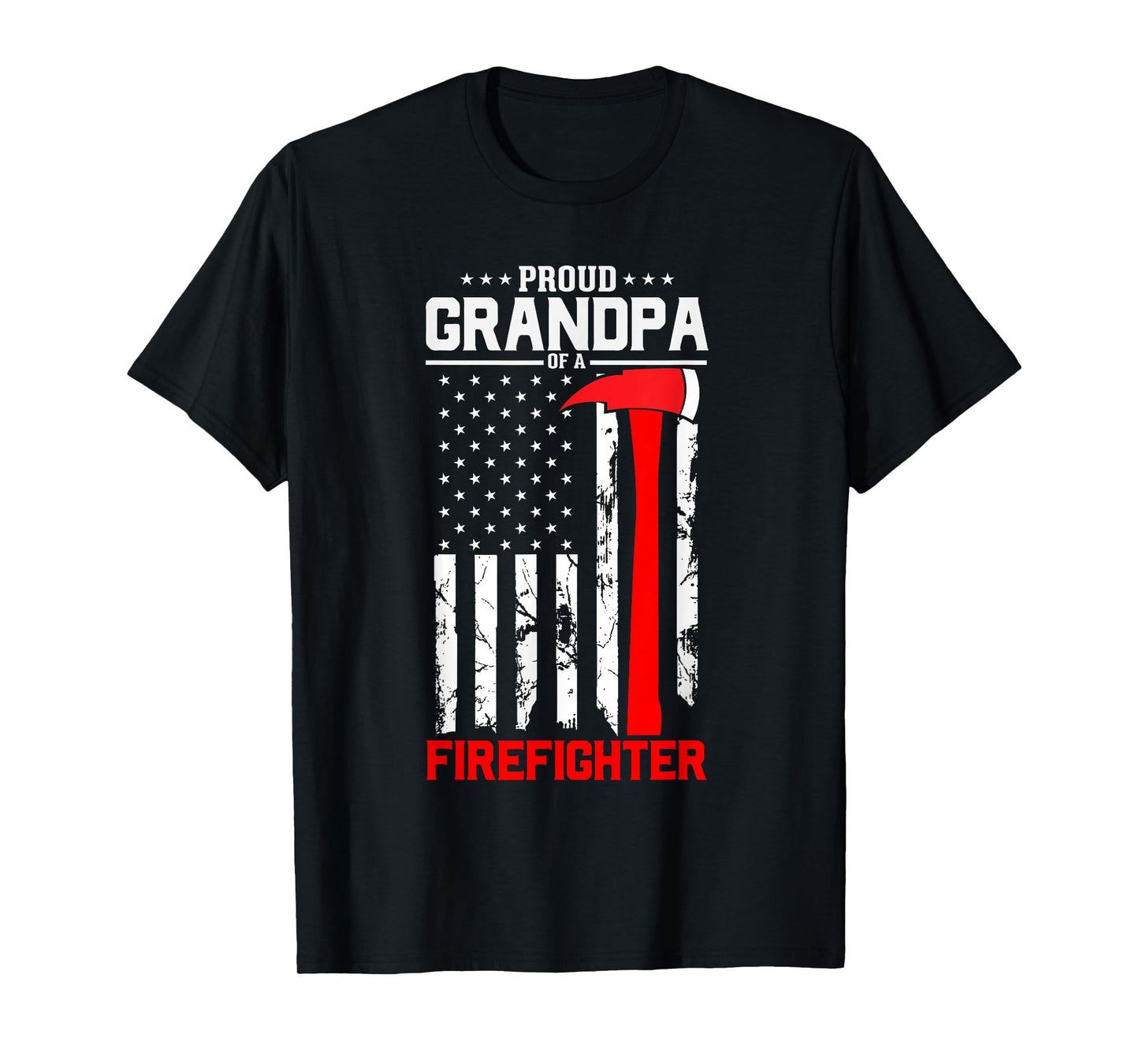 Mens Proud Grandpa Of A Firefighter US Flag Vintage T-Shirt